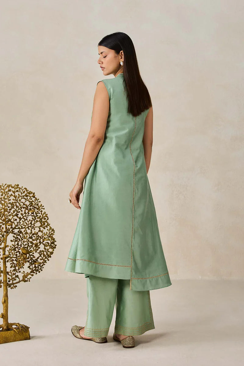 Chanderi Applique work Kurta With Pant Set
