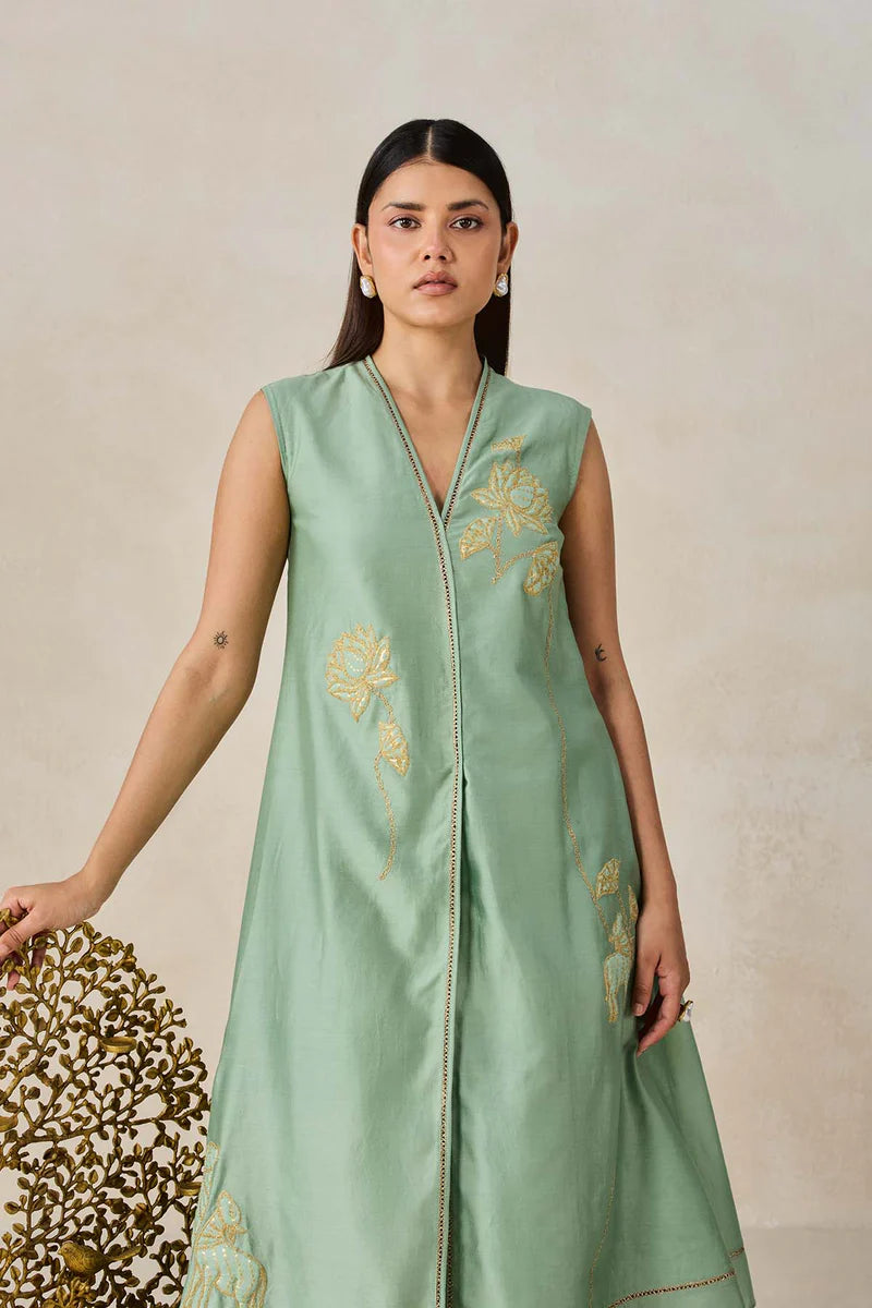 Chanderi Applique work Kurta With Pant Set