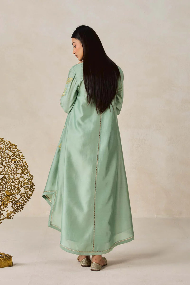 Chanderi Jacket Style Kurta With Pant Set