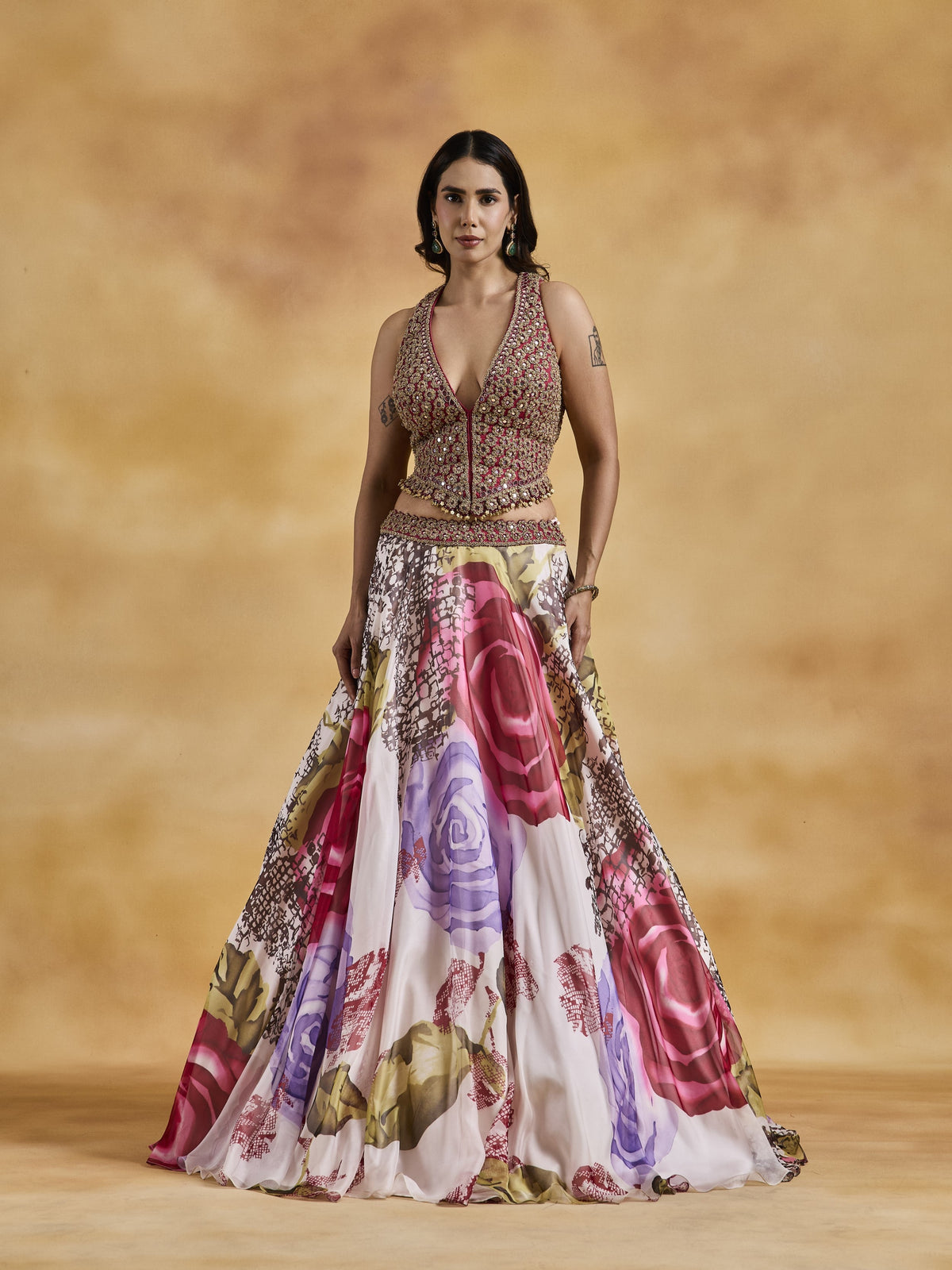 Printed Georgette Skirt Set