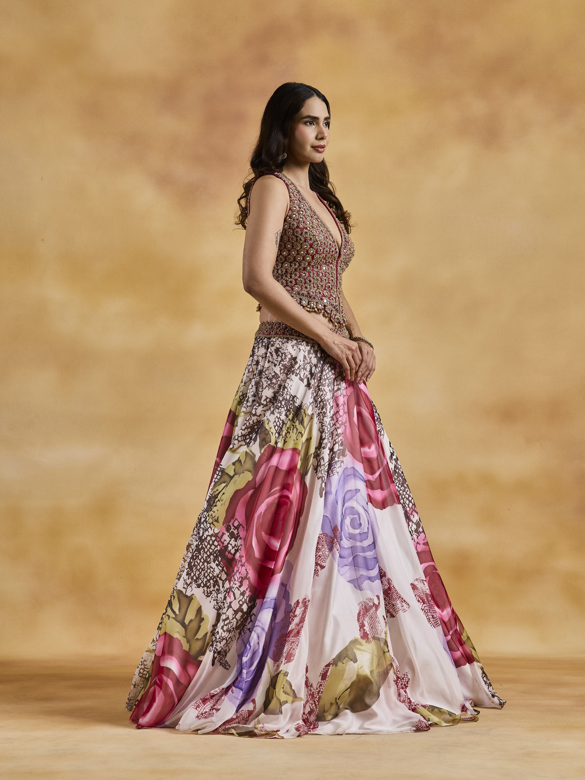 Printed Georgette Skirt Set