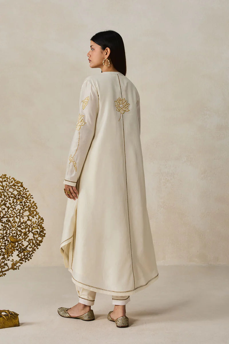 Chanderi Jacket Style Kurta With Pant Set