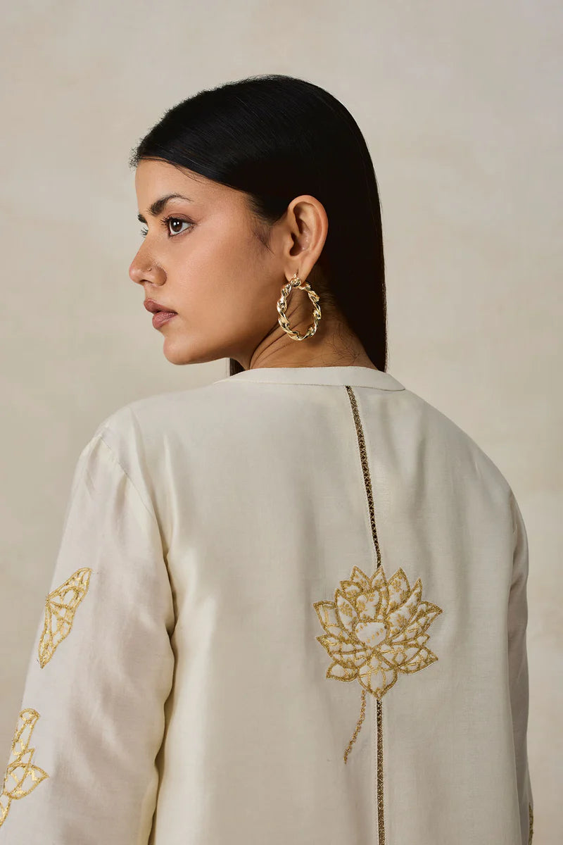 Chanderi Jacket Style Kurta With Pant Set