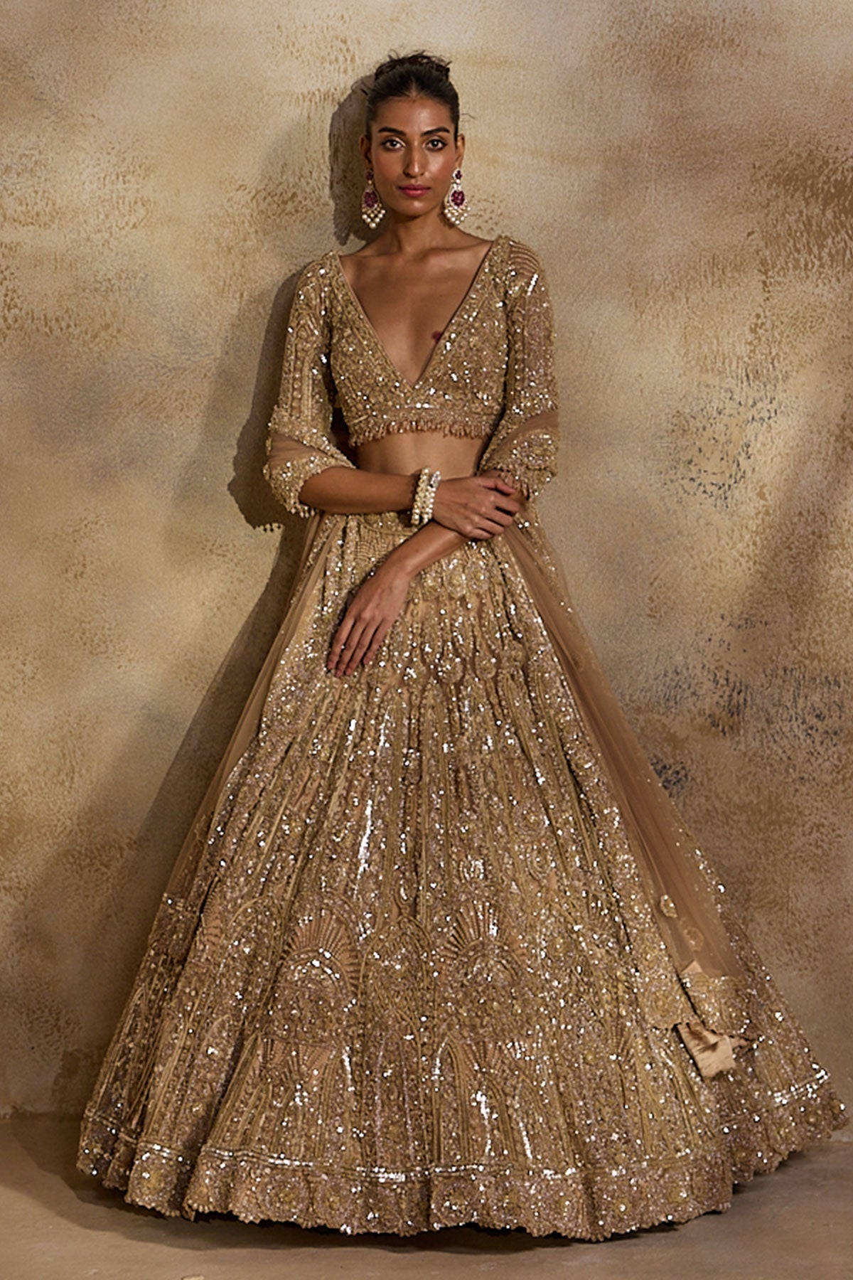 Champagne  Gold Lehenga Choli Dupatta