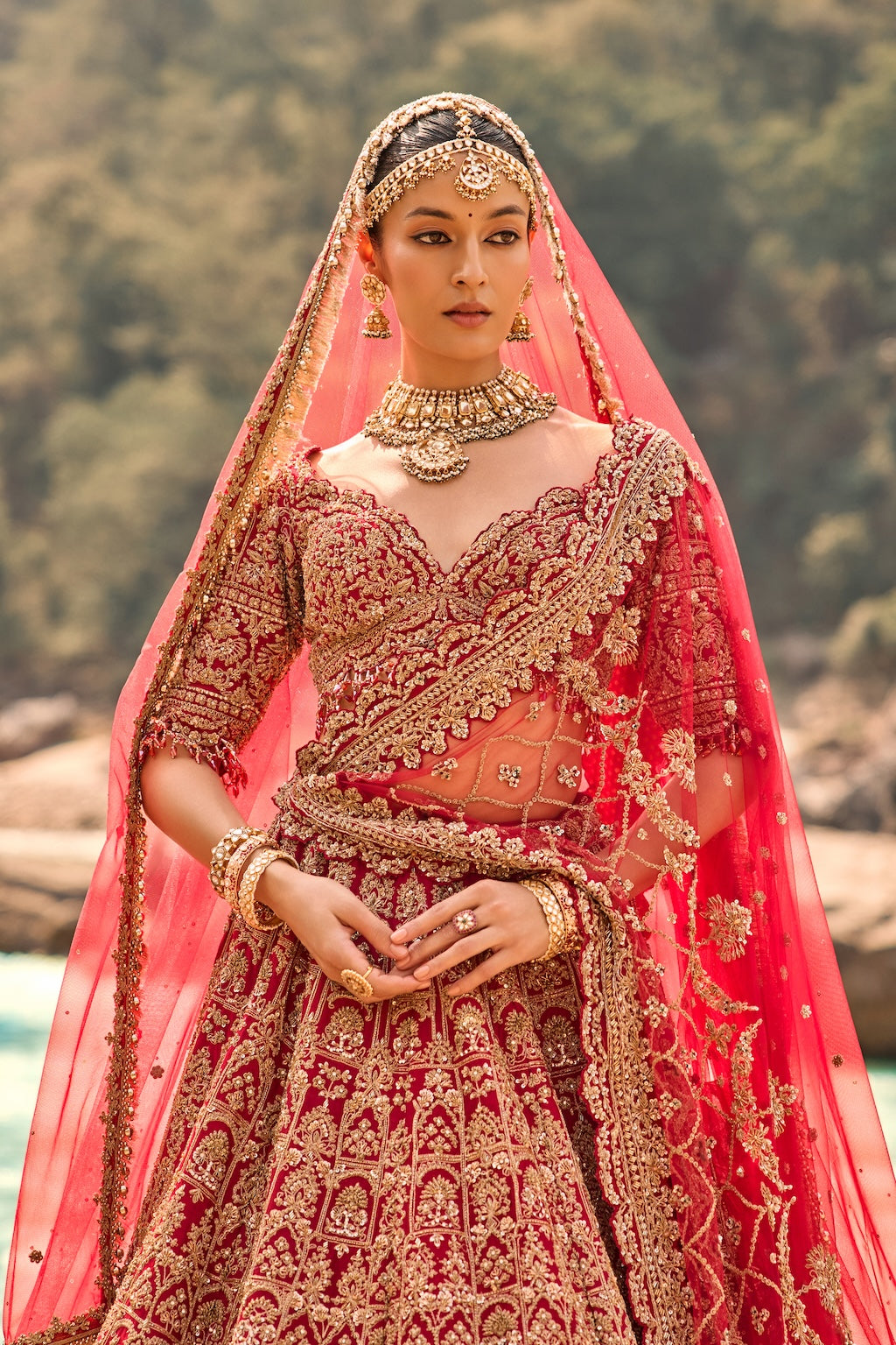 FLAME RED HERITAGE LEHENGA