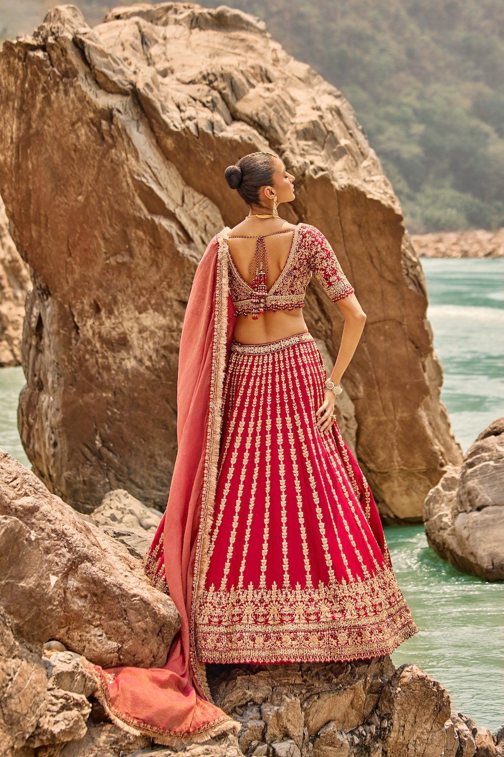 CRIMSON ANTIQUE ZARDOZI LEHENGA