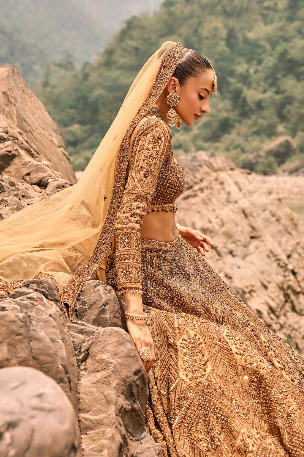 COPPER JEWELLED LEHENGA