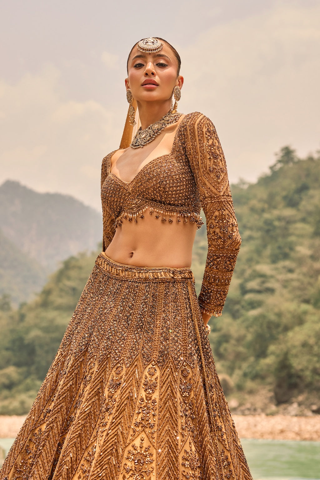 COPPER JEWELLED LEHENGA