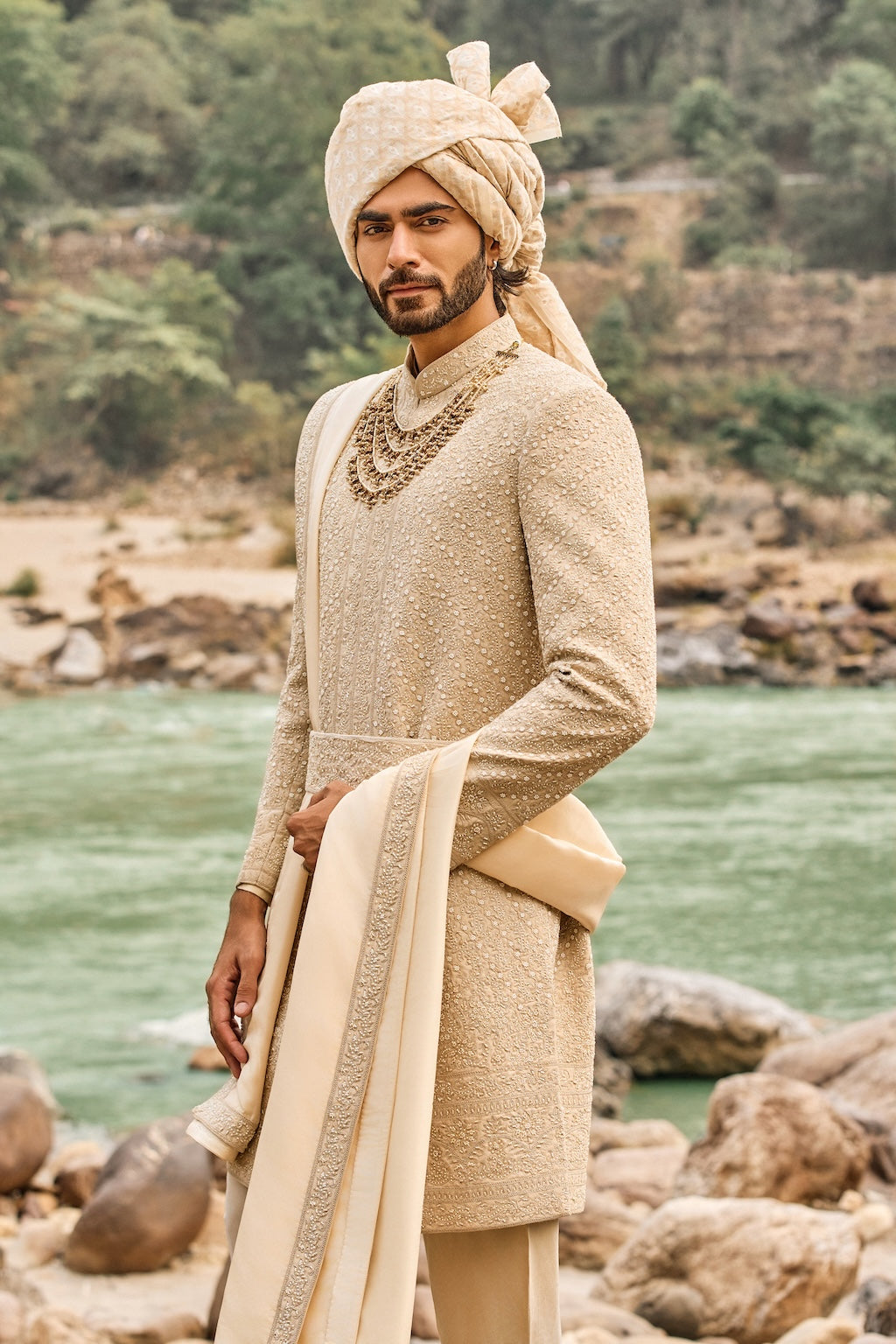 Heritage Beige Sherwani Set