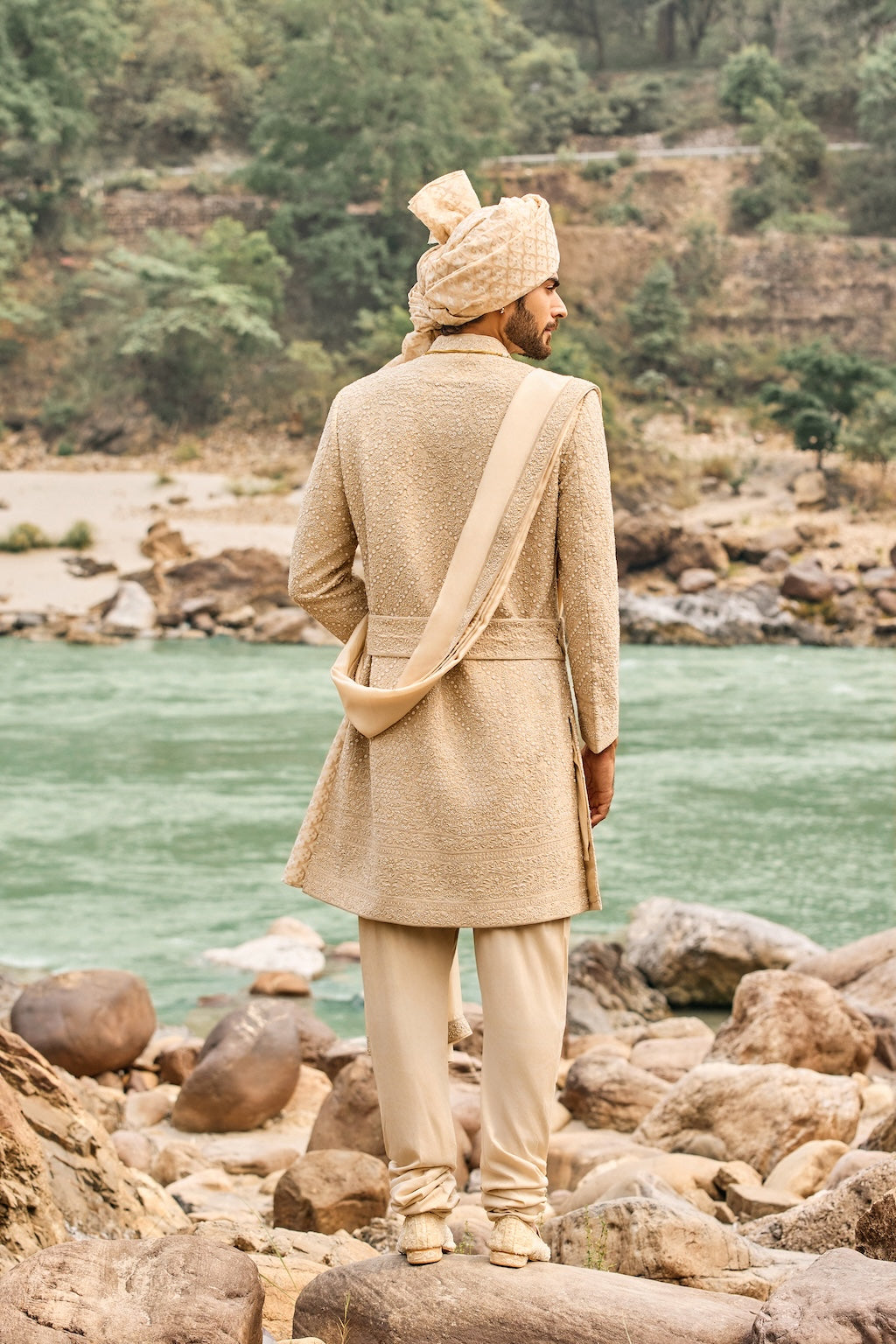 Heritage Beige Sherwani Set