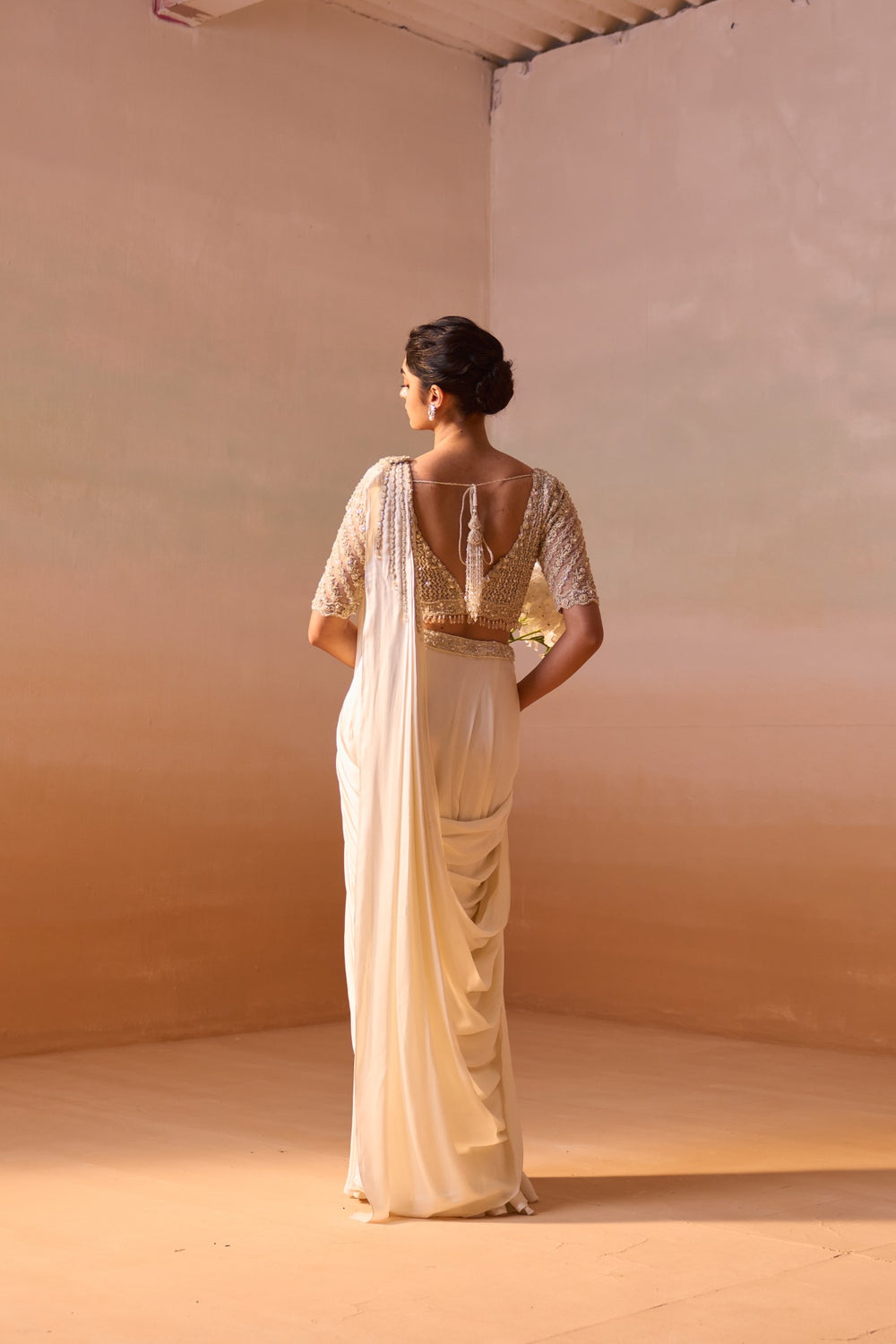IVORY DRAPED SAREE