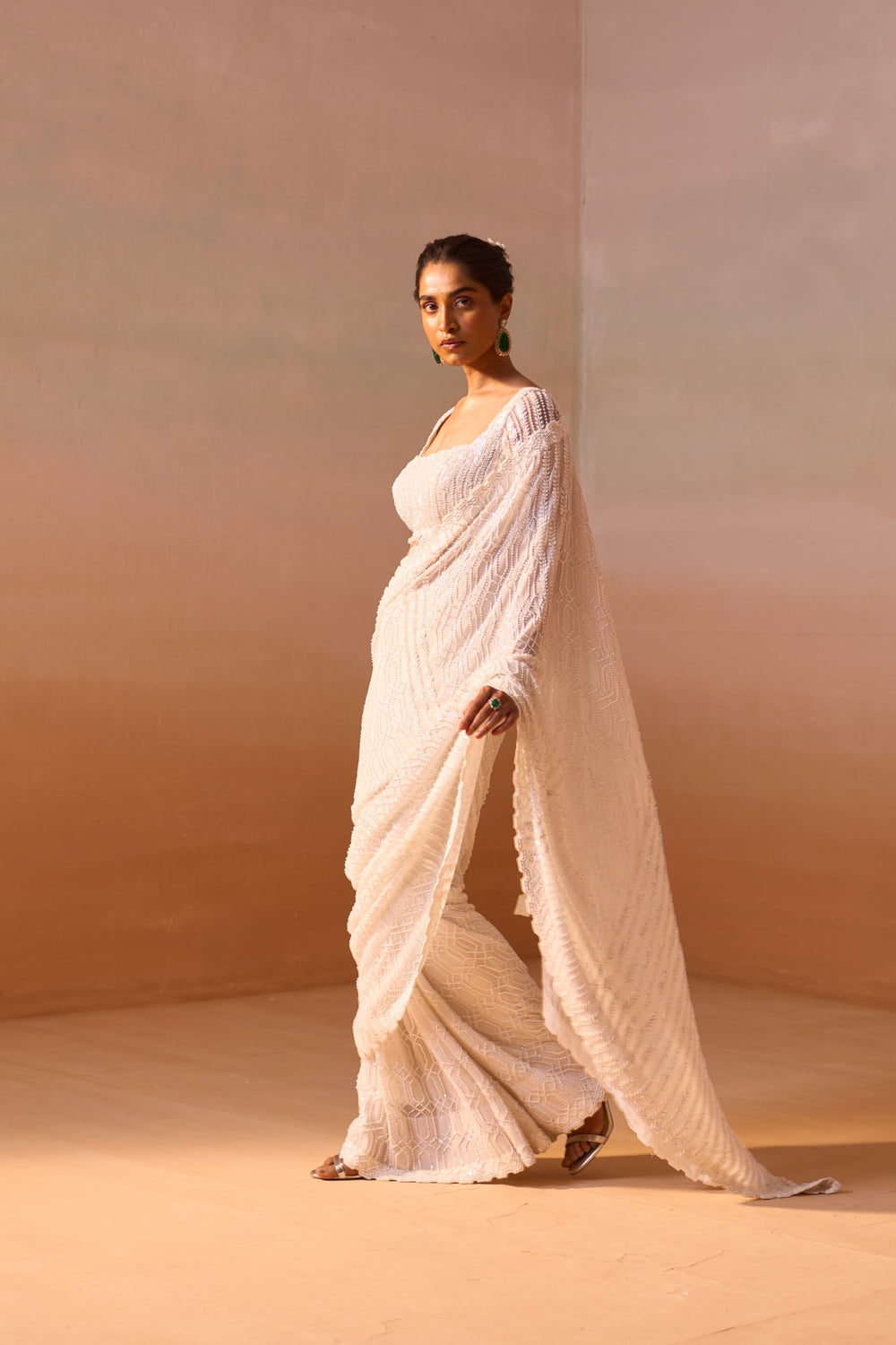 OFF WHITE SAREE SET