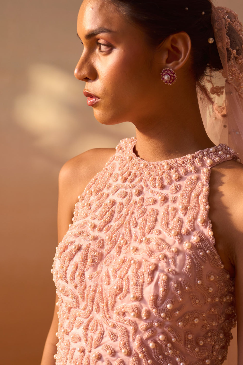 SOFT PINK ORGANZA LAYERED SKIRT SET