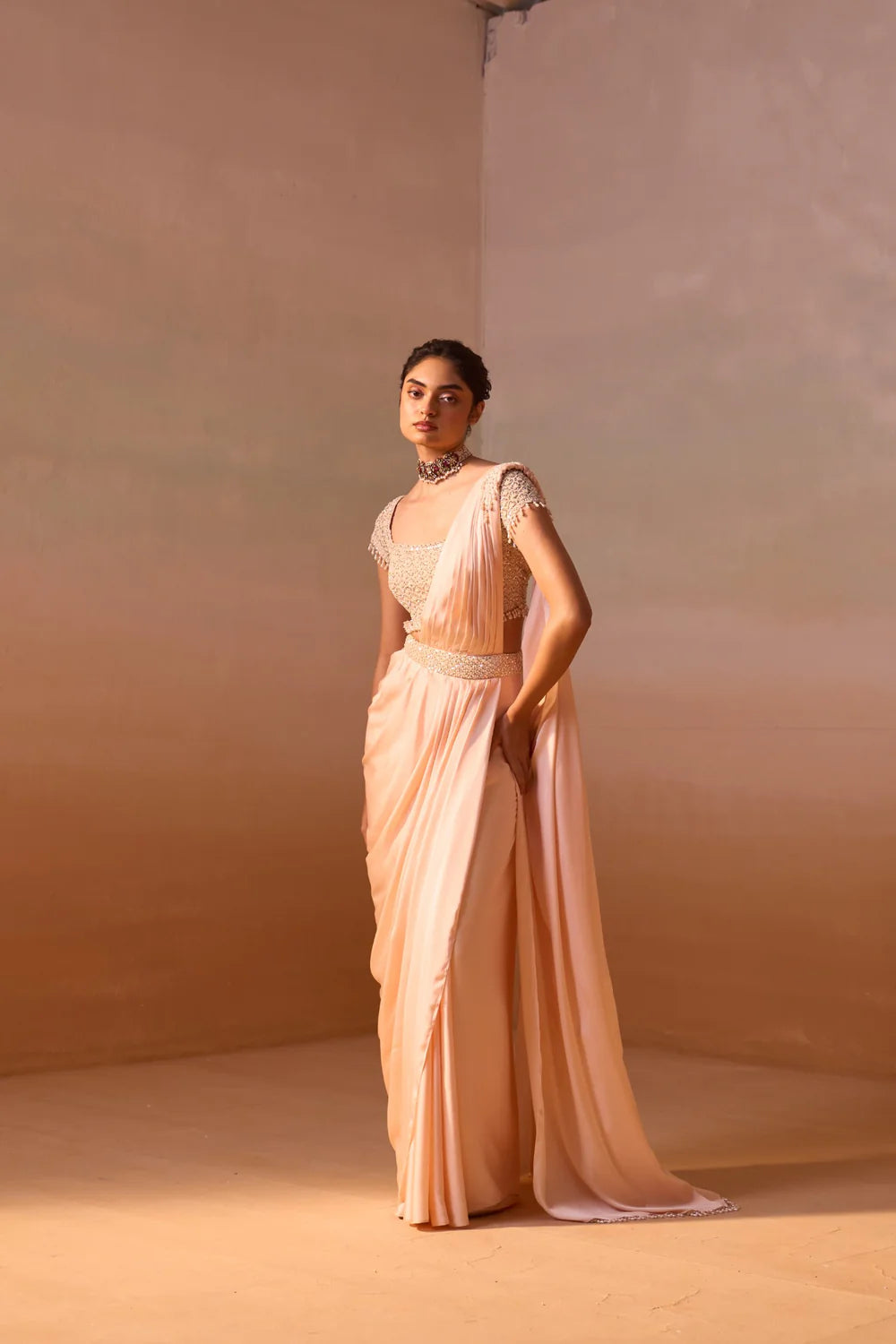 PEACH DRAPED SAREE