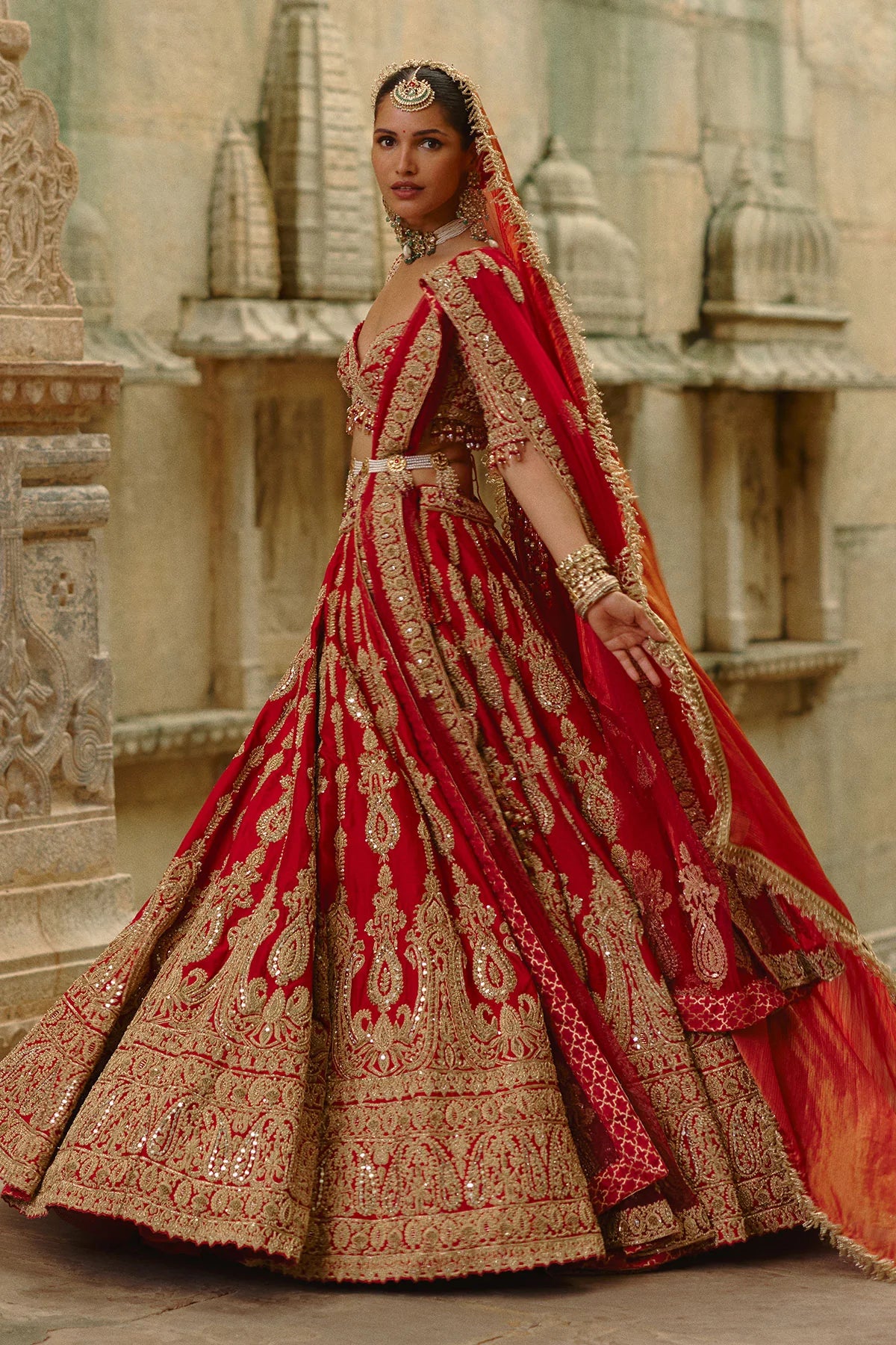 Red Lehenga With Dori Work
