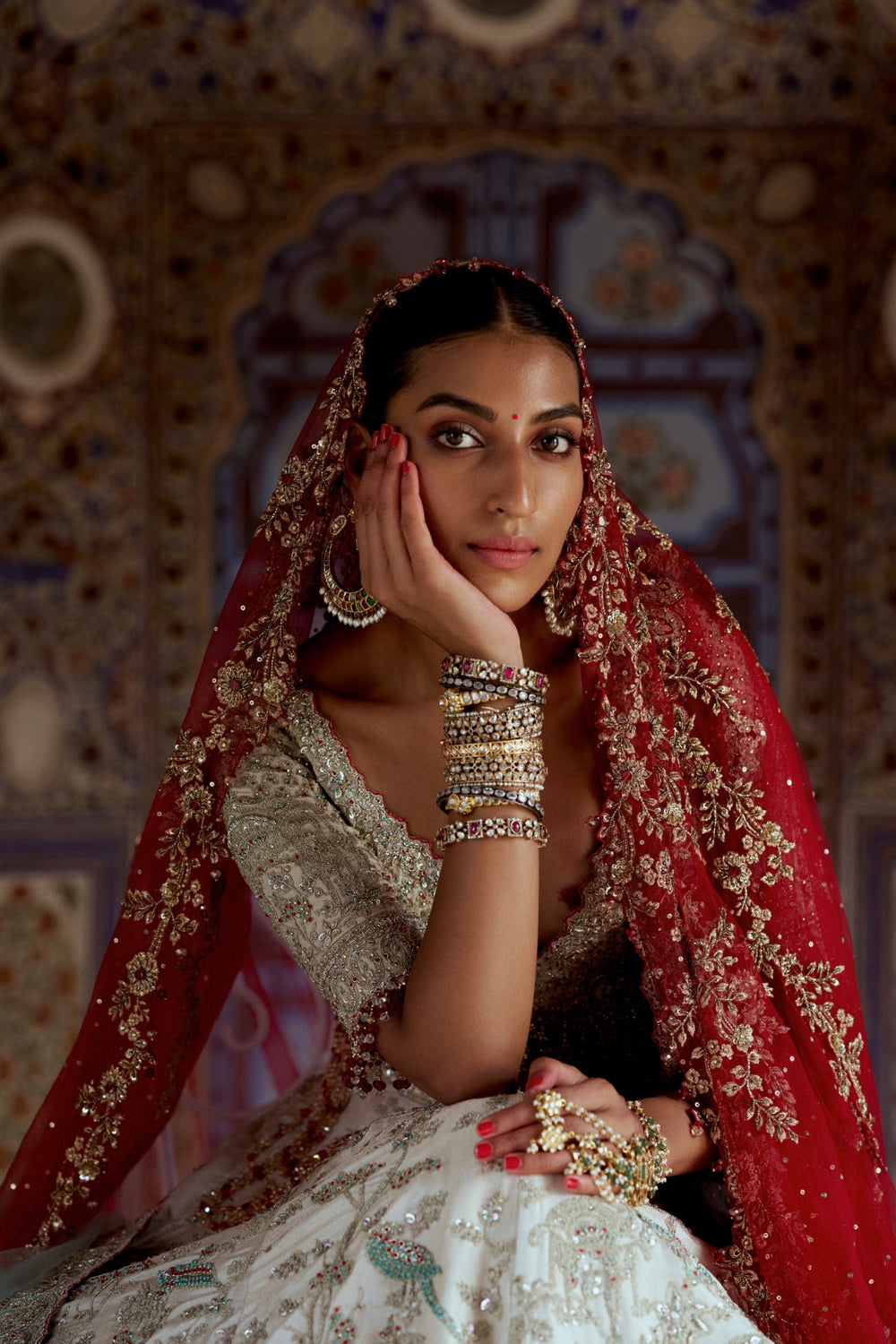 SILVER TISSUE LEHENGA CHOLI SET WITH AQUA NET DUPATTA