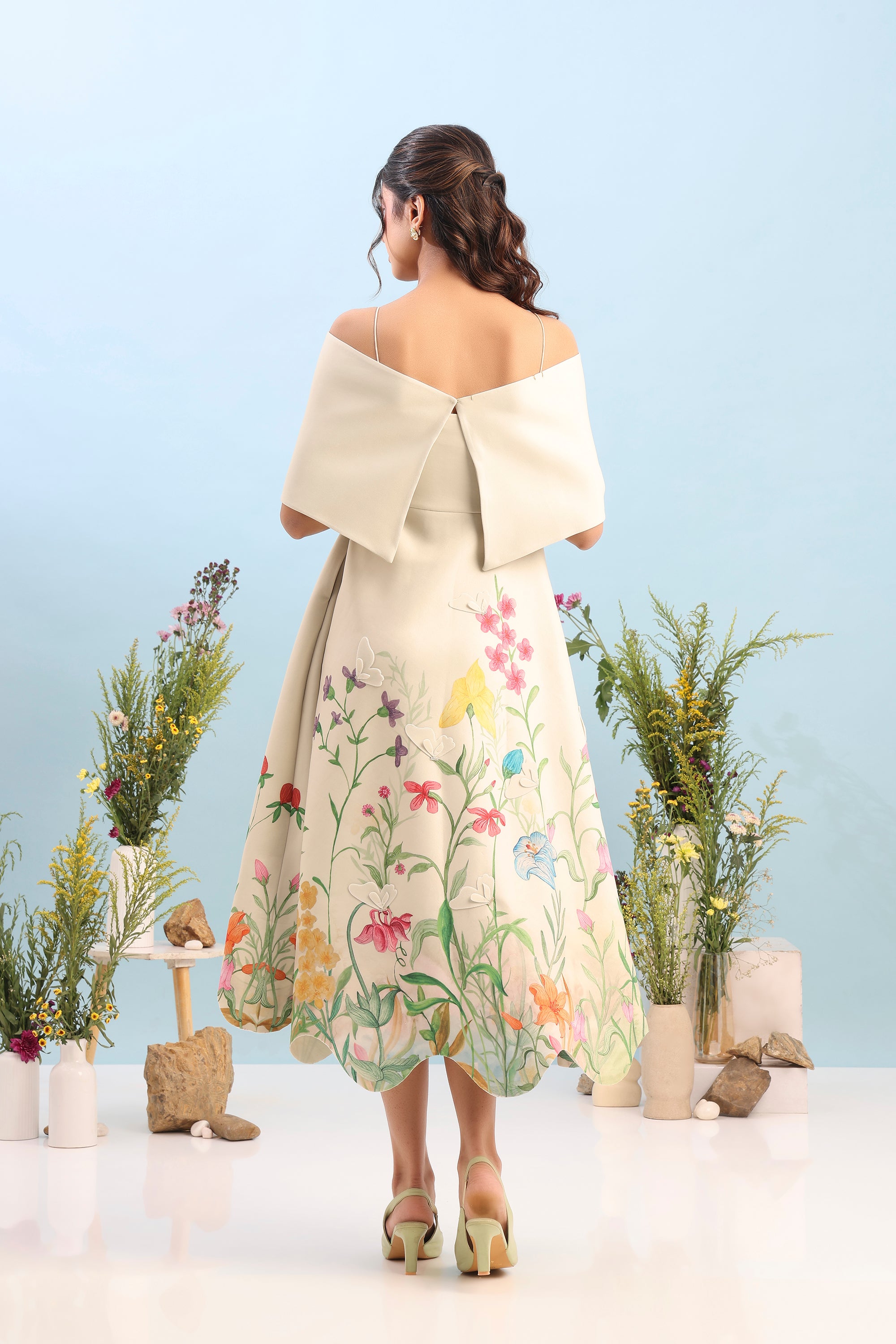 PRINTED DRESS WITH DETACHABLE