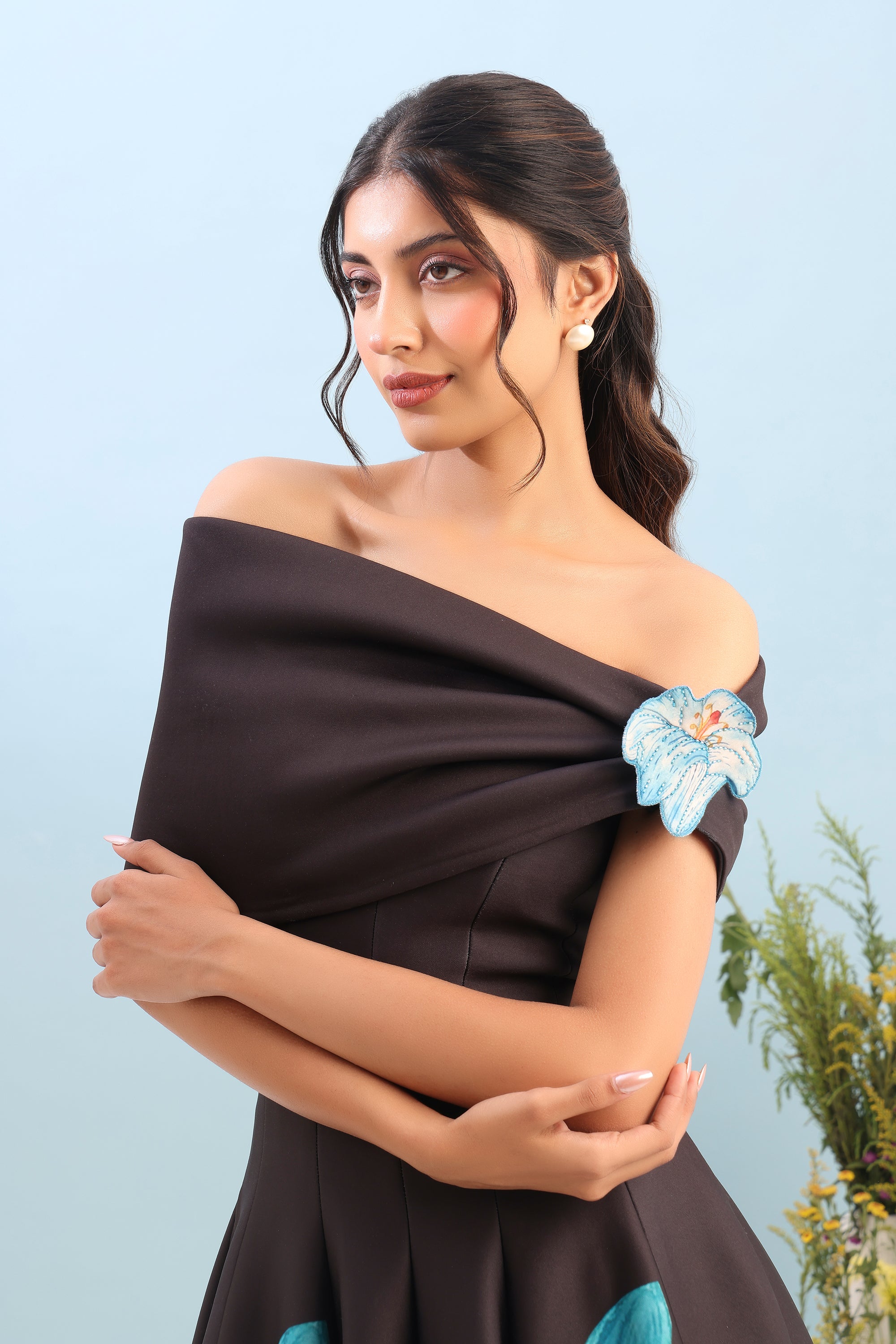PRINTED PANEL DRESS WITH DETACHABLE