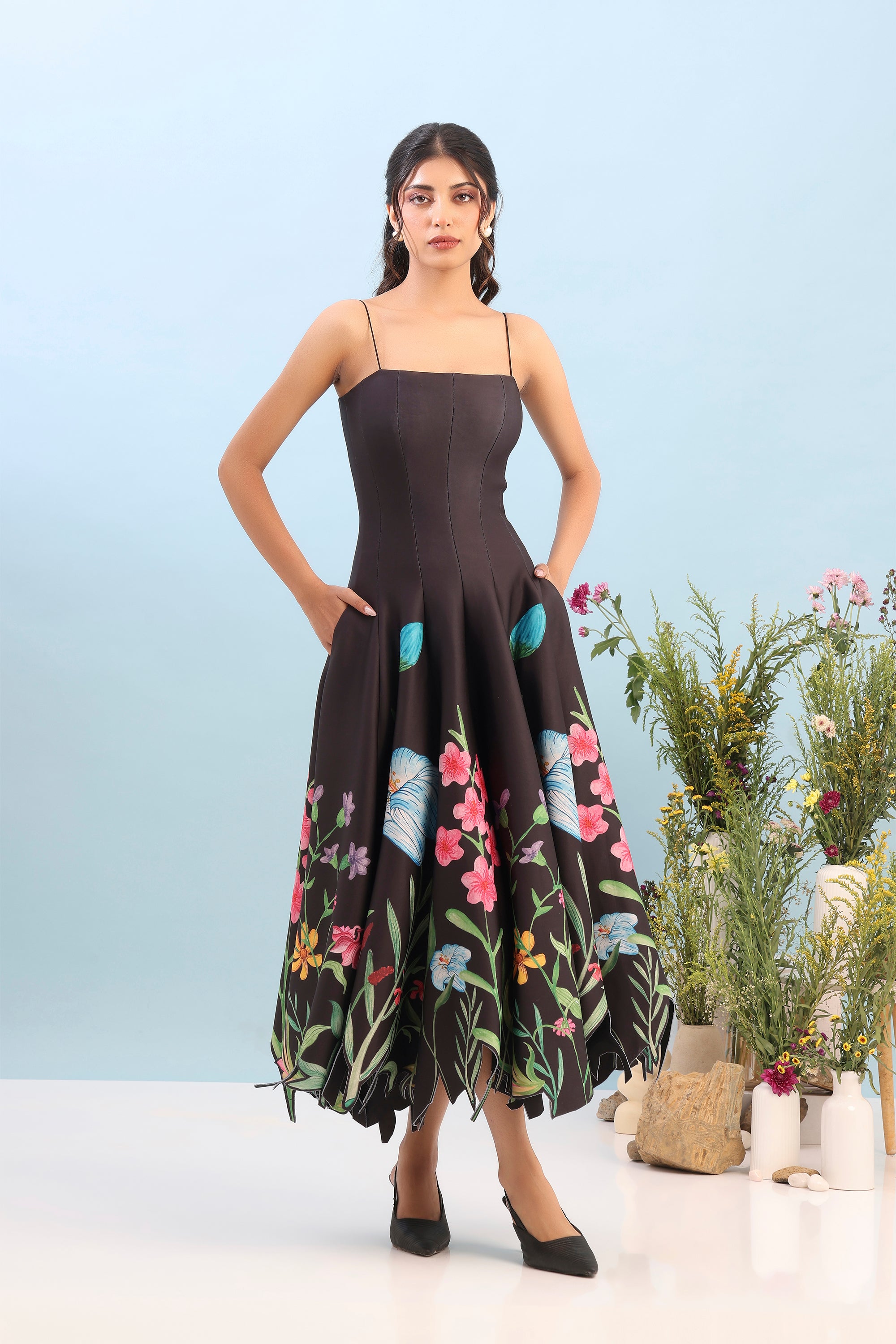 PRINTED PANEL DRESS