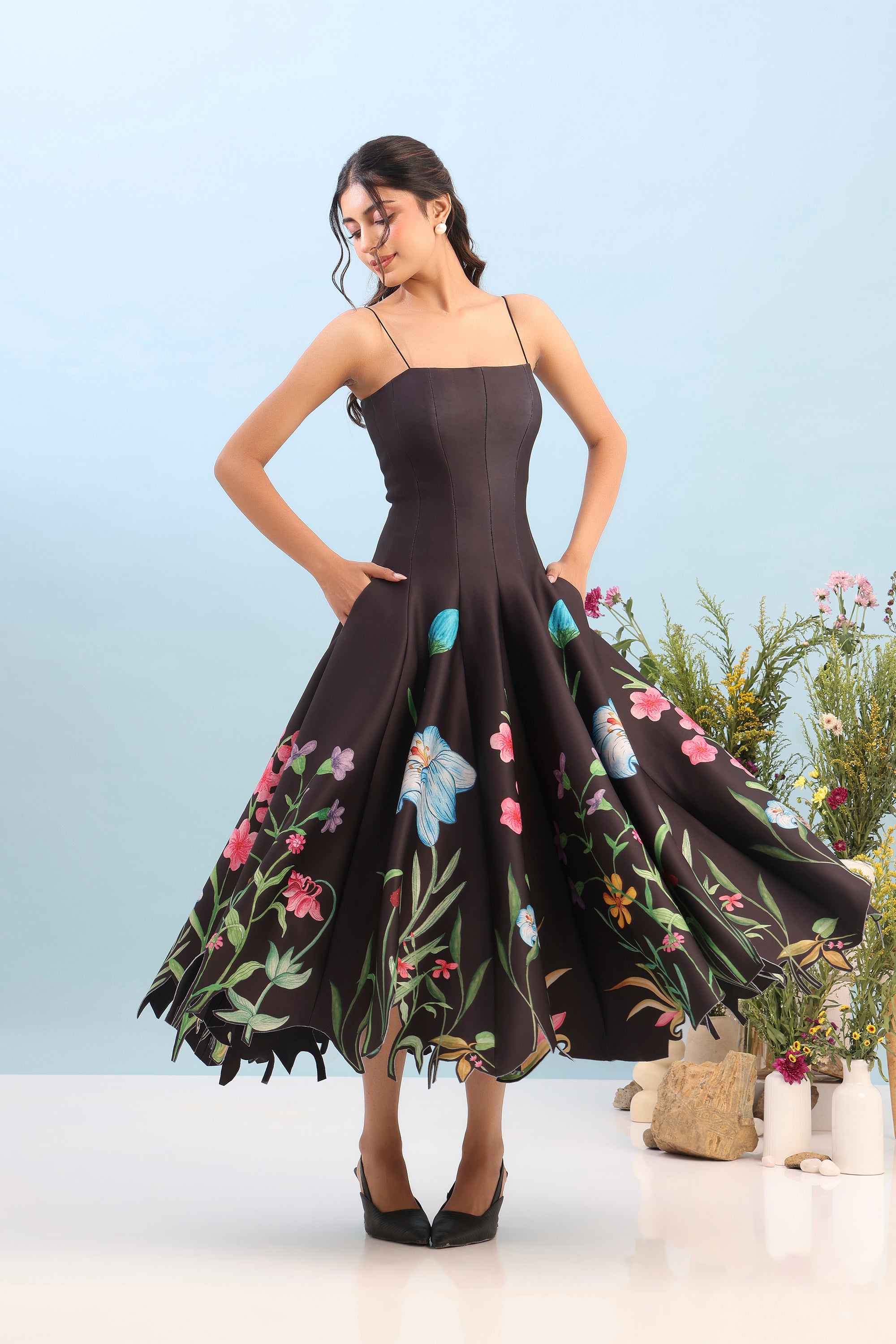 PRINTED PANEL DRESS