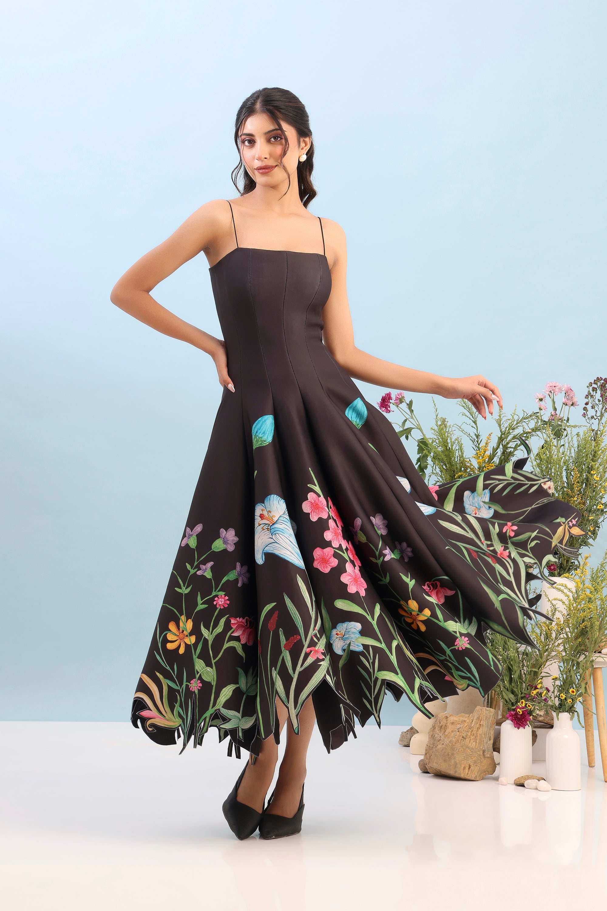 PRINTED PANEL DRESS