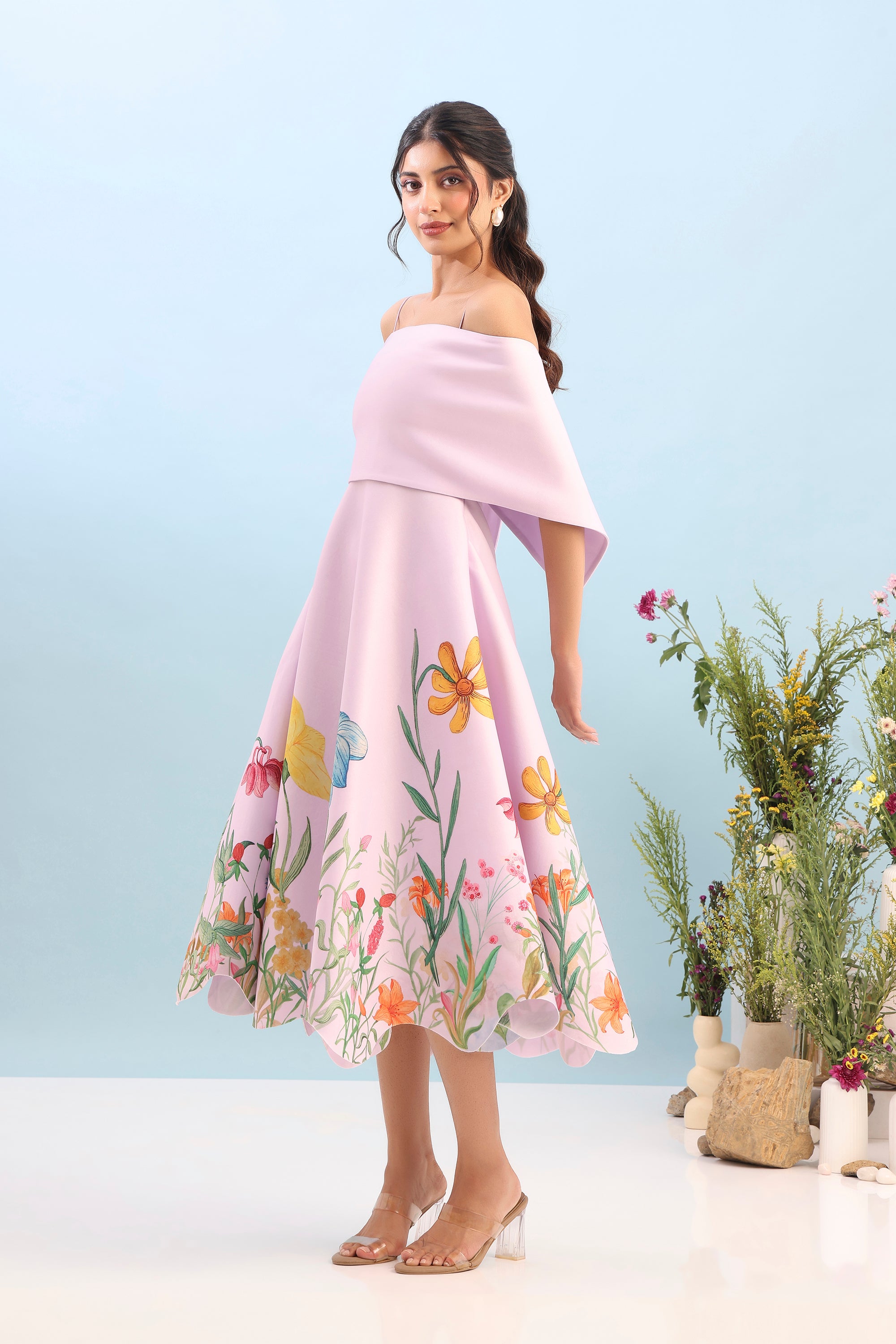 FLARED PRINTED DRESS
