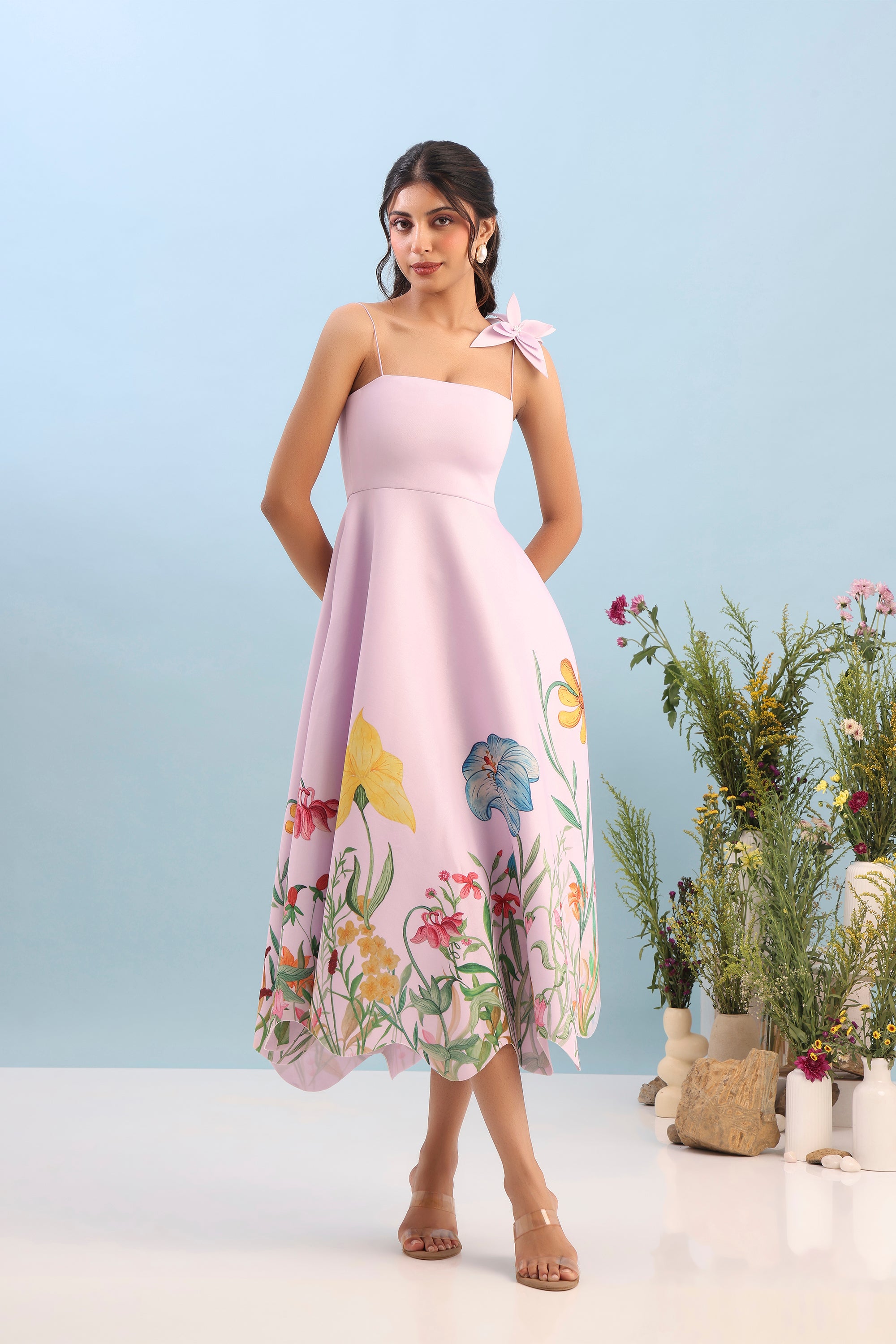 FLARED PRINTED DRESS