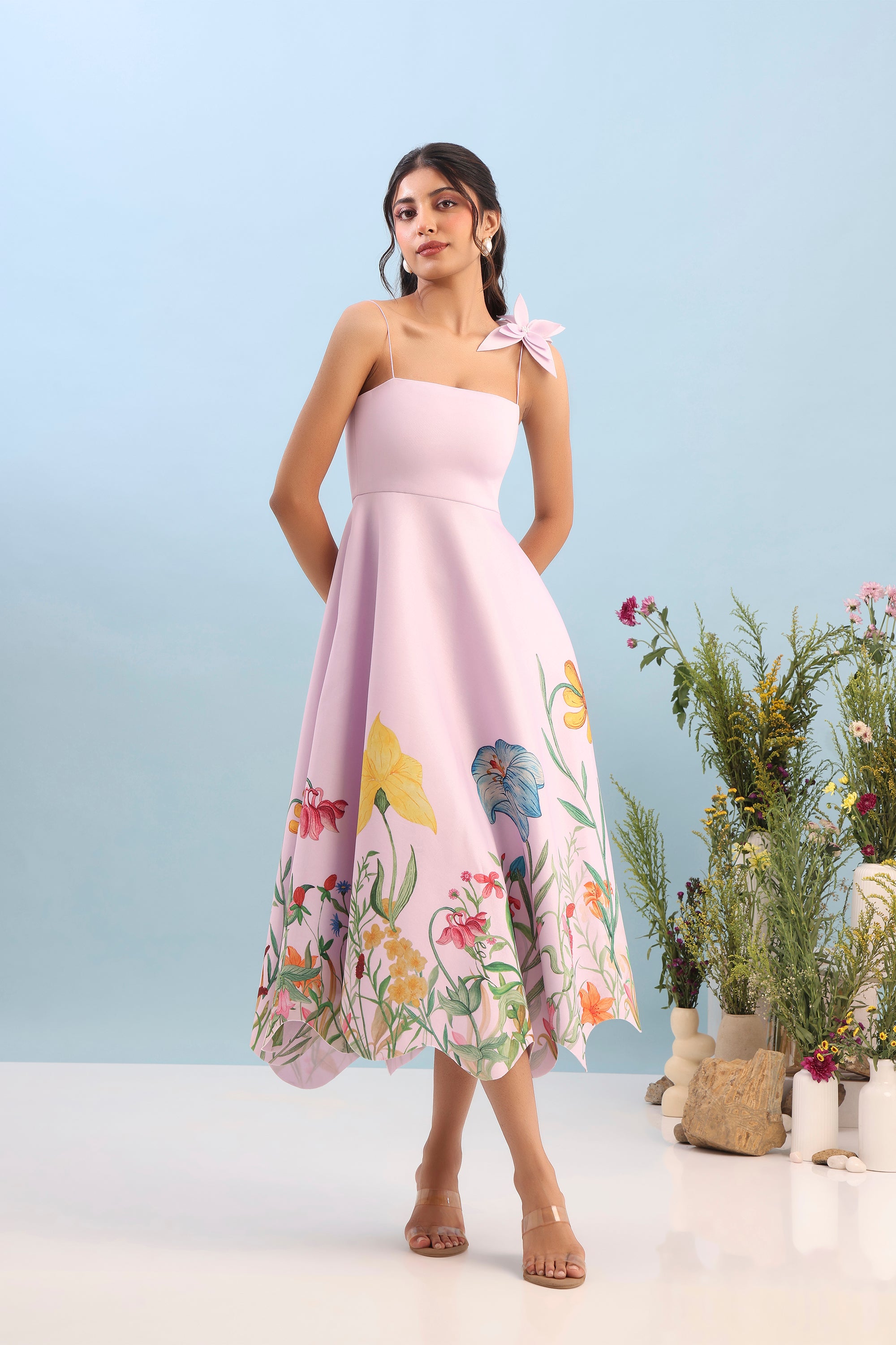 FLARED PRINTED DRESS