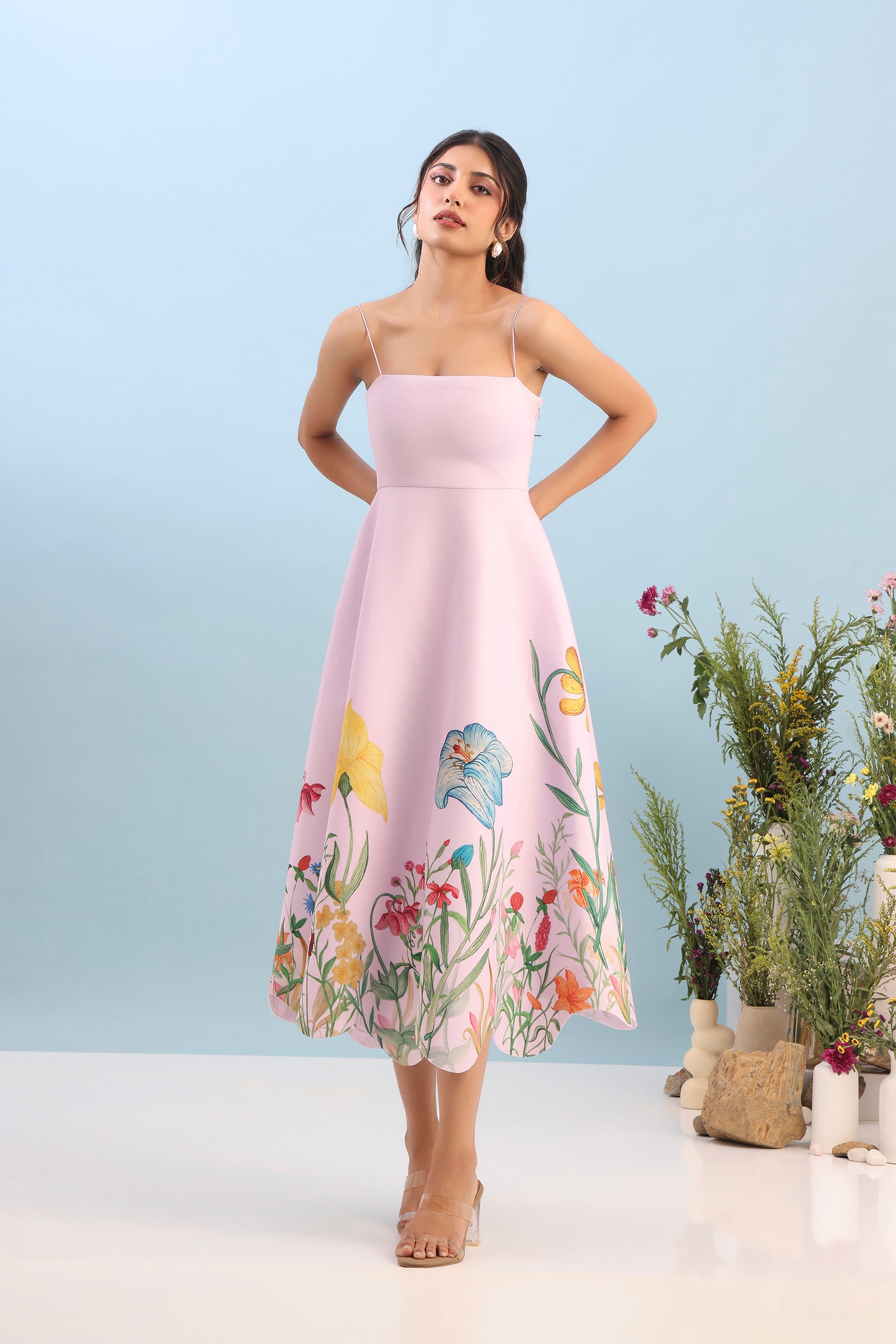 FLARED PRINTED DRESS