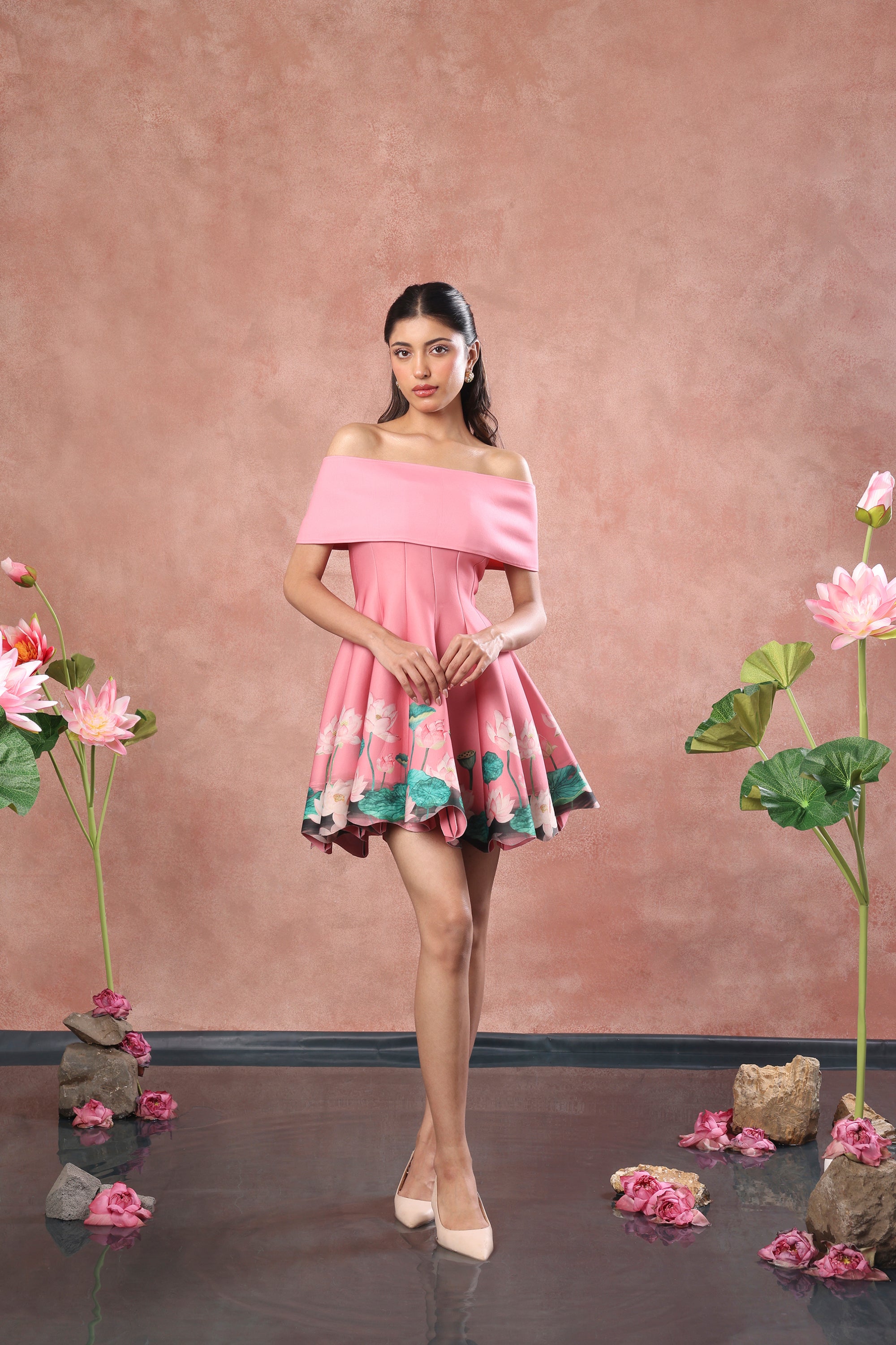PINK PRINTED NEOPRENE SKIRT TOP & WRAP