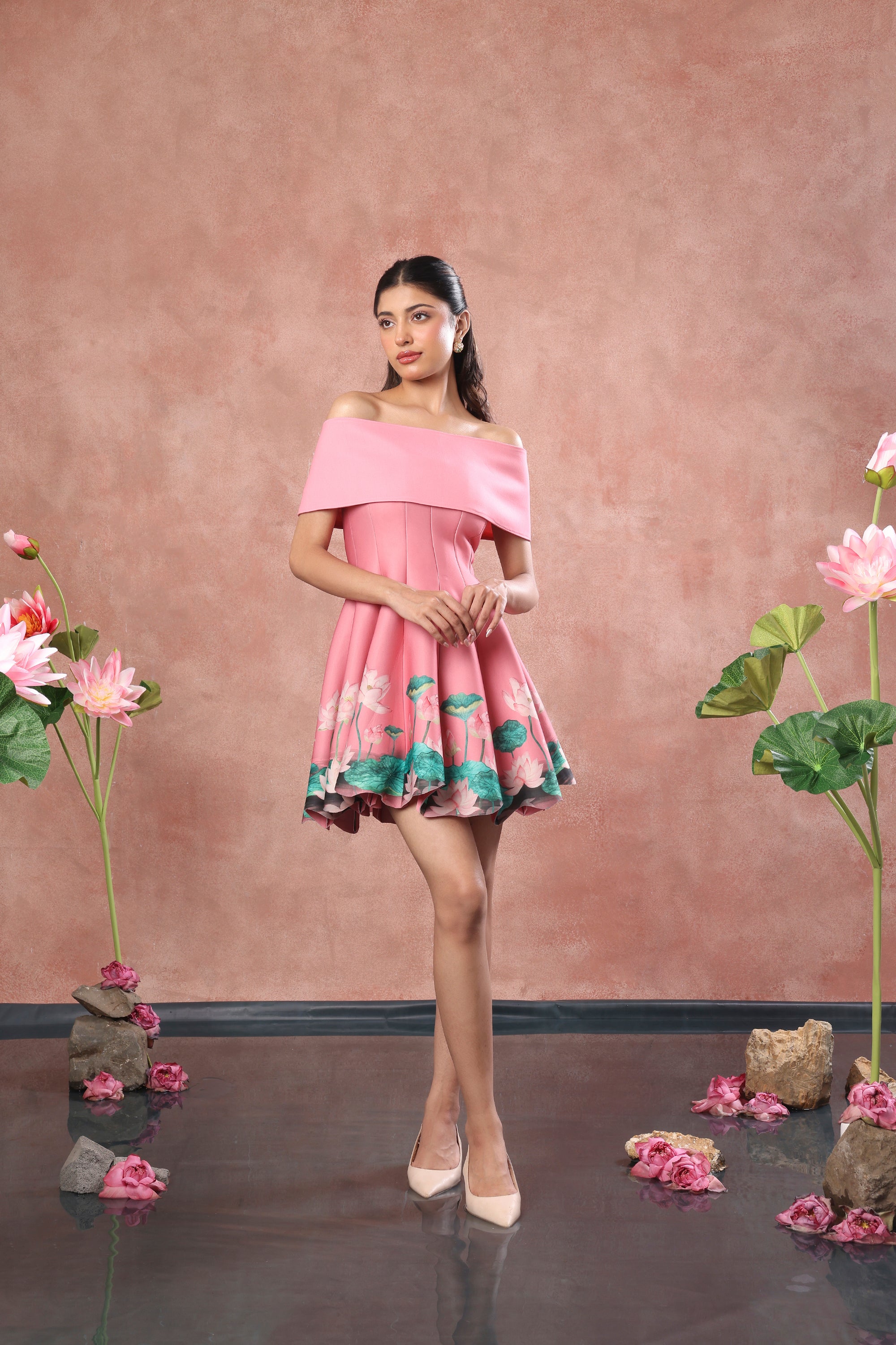 PINK PRINTED NEOPRENE SKIRT TOP & WRAP