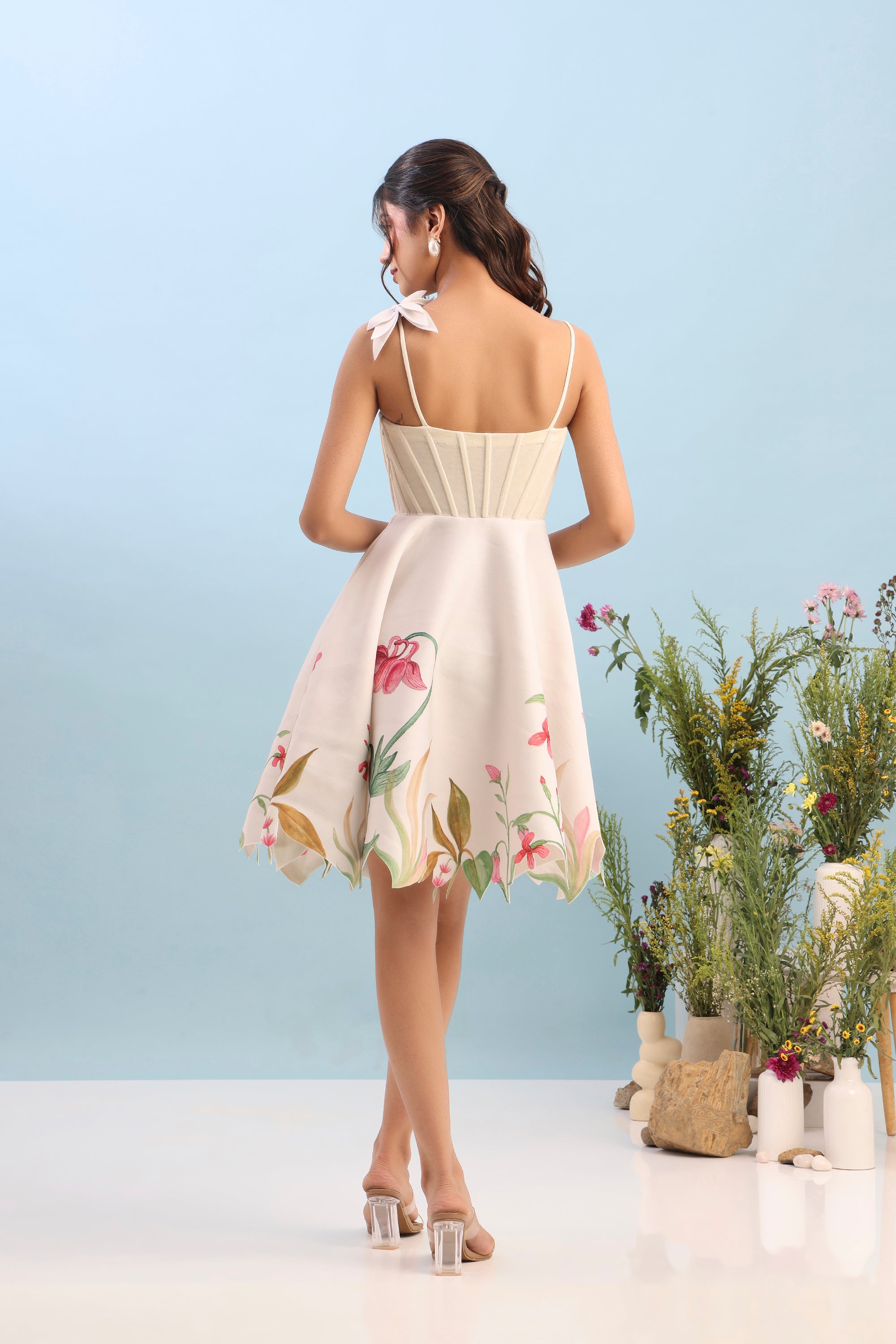 CORSET BODY SHORT PRINTED DRESS