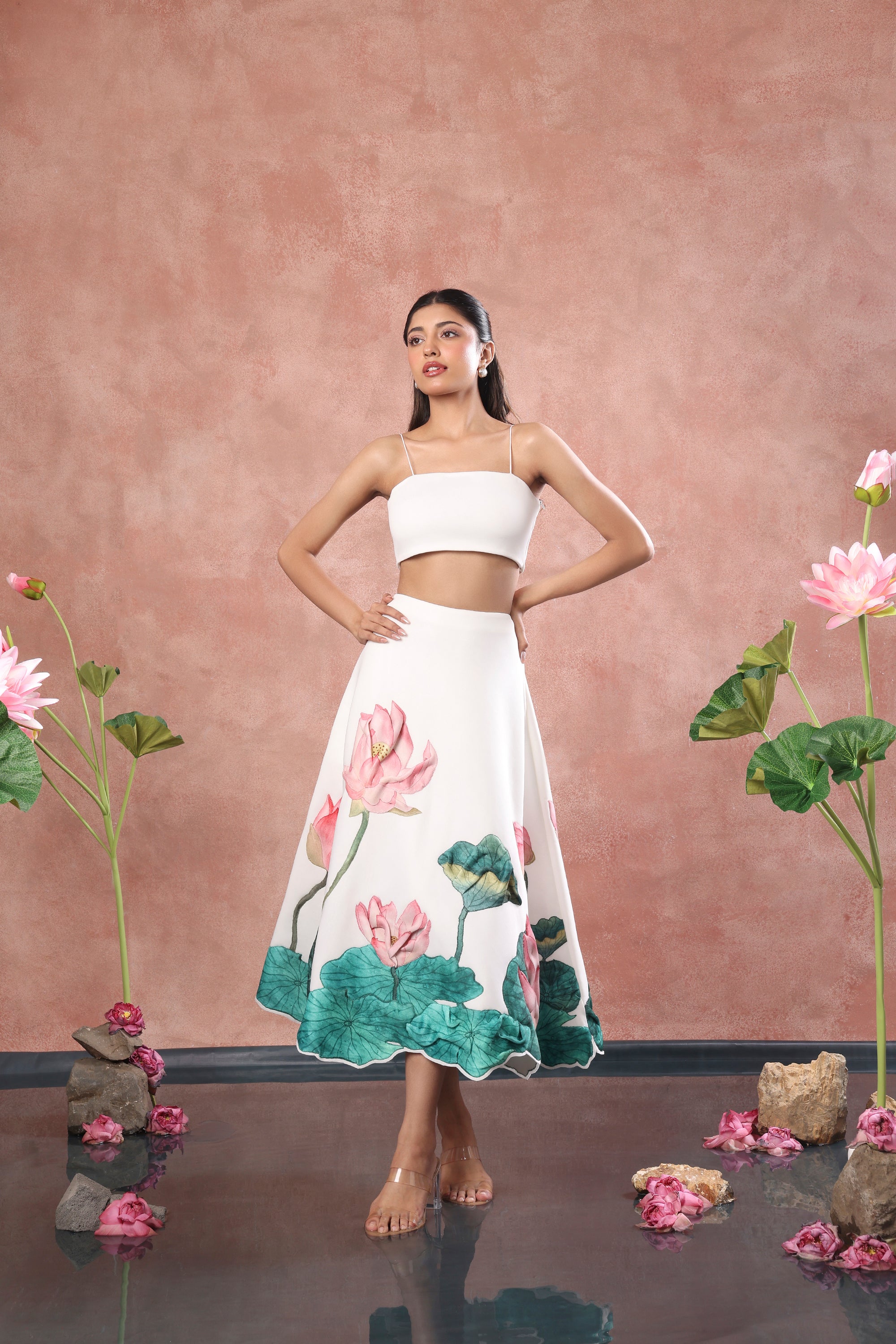 PRINTED SKIRT WITH TUBE TOP