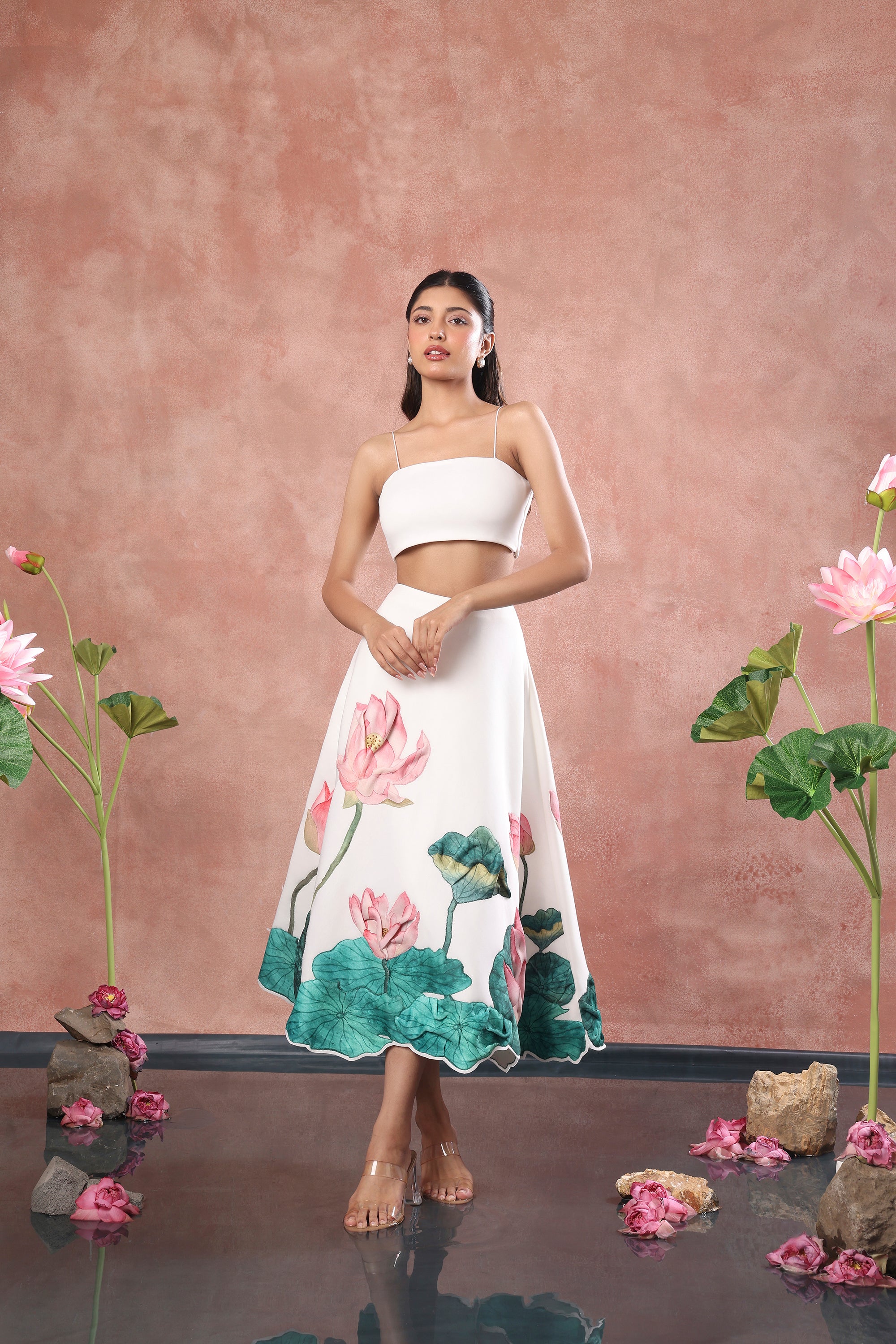 PRINTED SKIRT WITH TUBE TOP