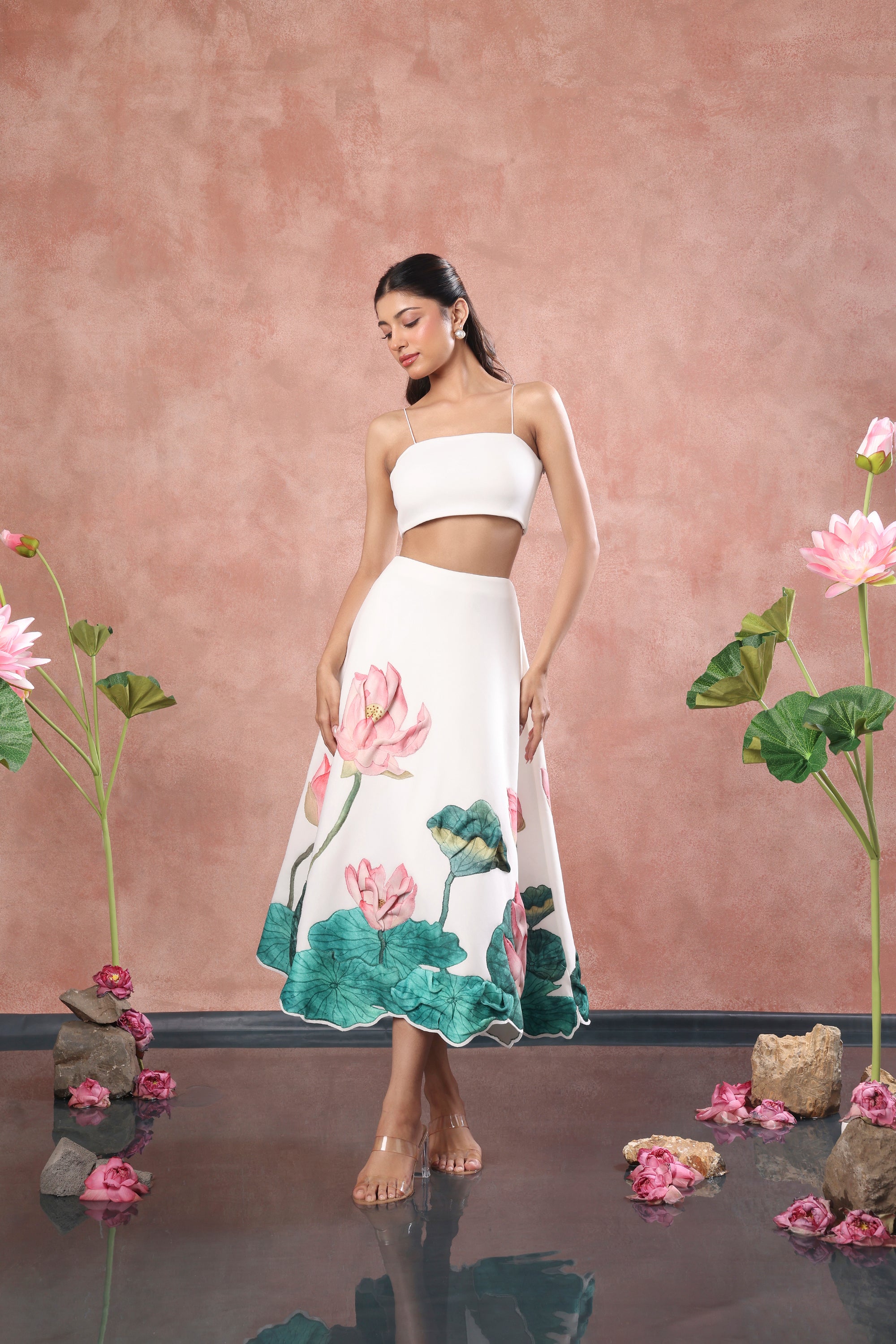 PRINTED SKIRT WITH TUBE TOP