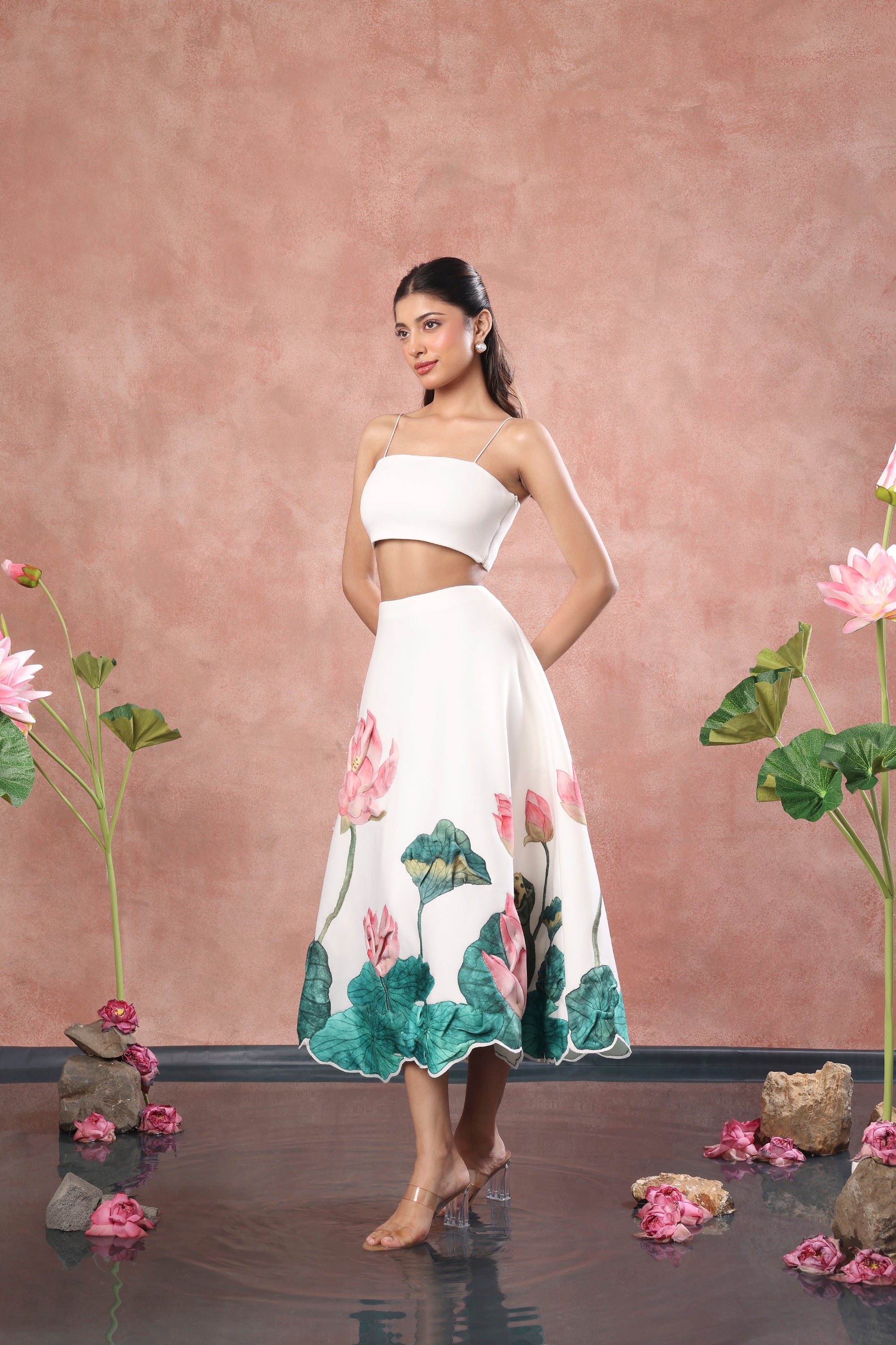 PRINTED SKIRT WITH TUBE TOP