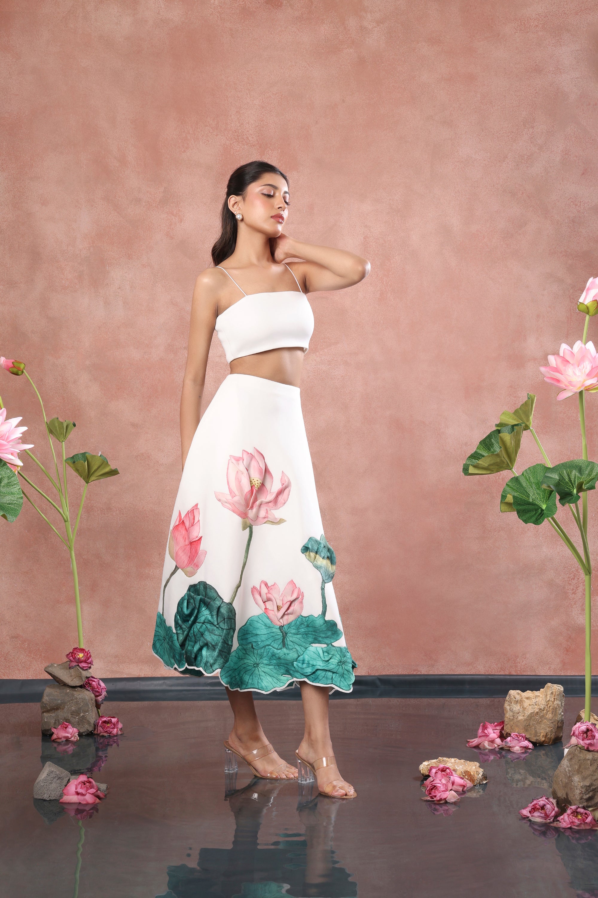 PRINTED SKIRT WITH TUBE TOP