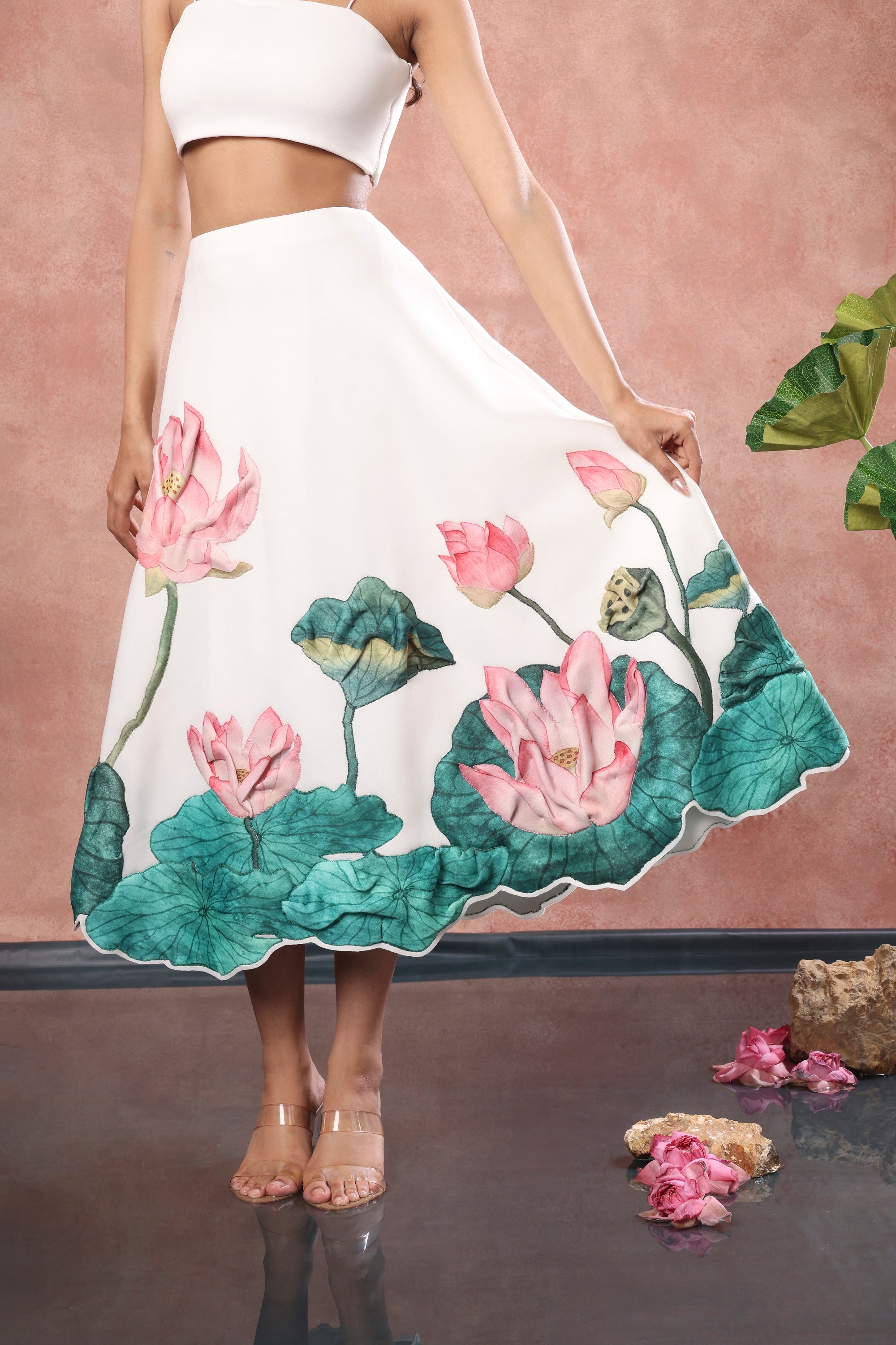 PRINTED SKIRT WITH TUBE TOP
