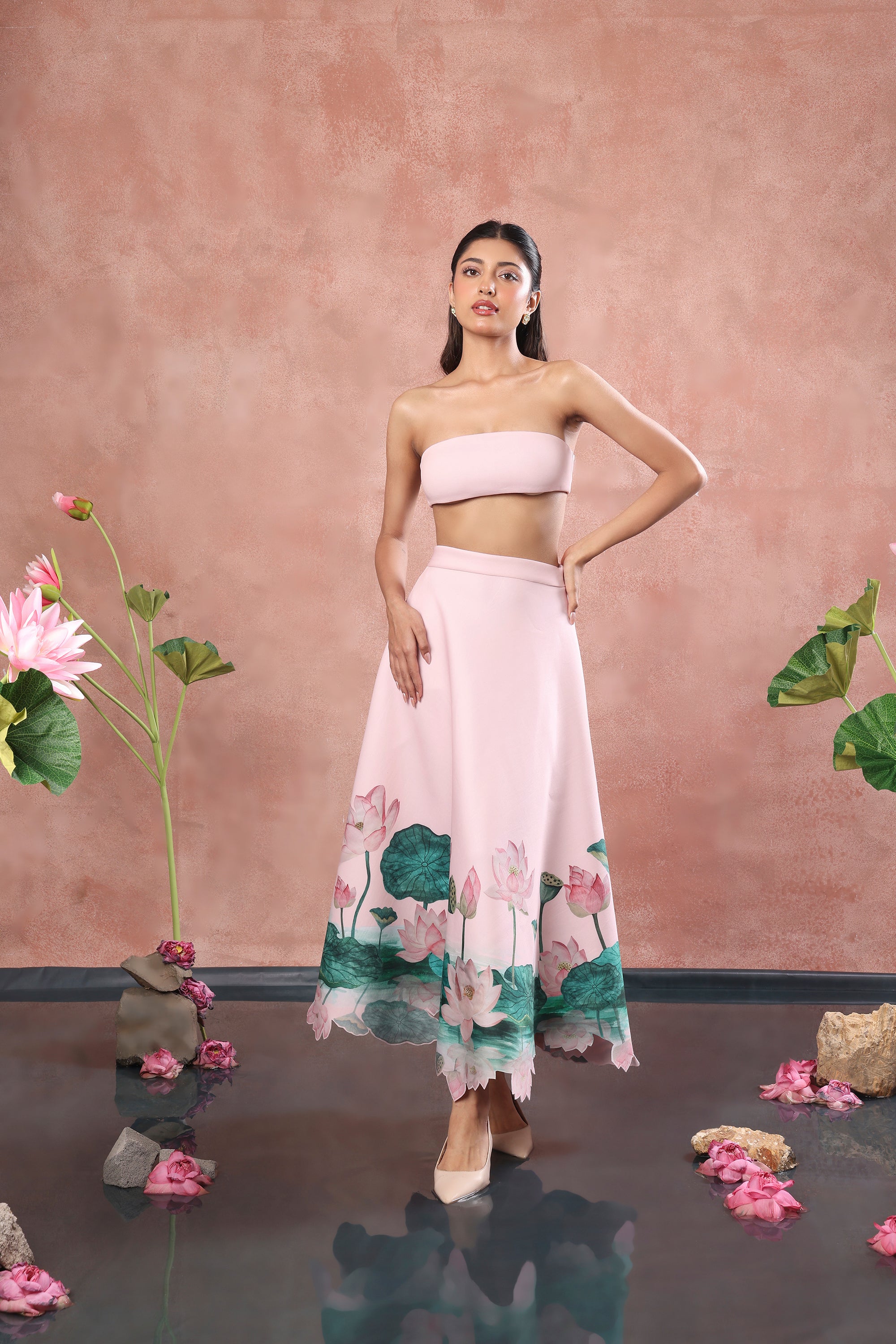 BLUSH PRINTED NEOPRENE SKIRT TOP