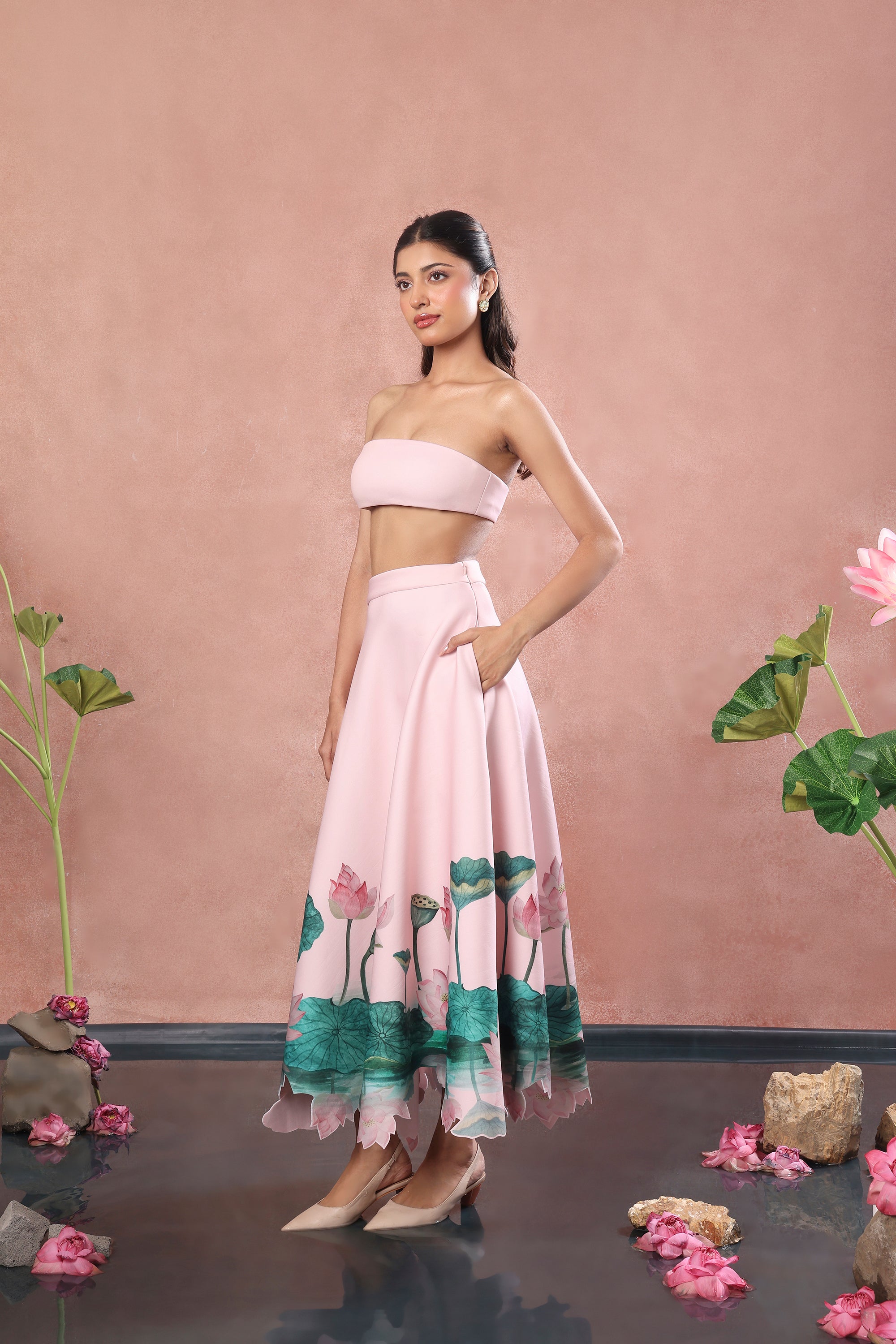BLUSH PRINTED NEOPRENE SKIRT TOP