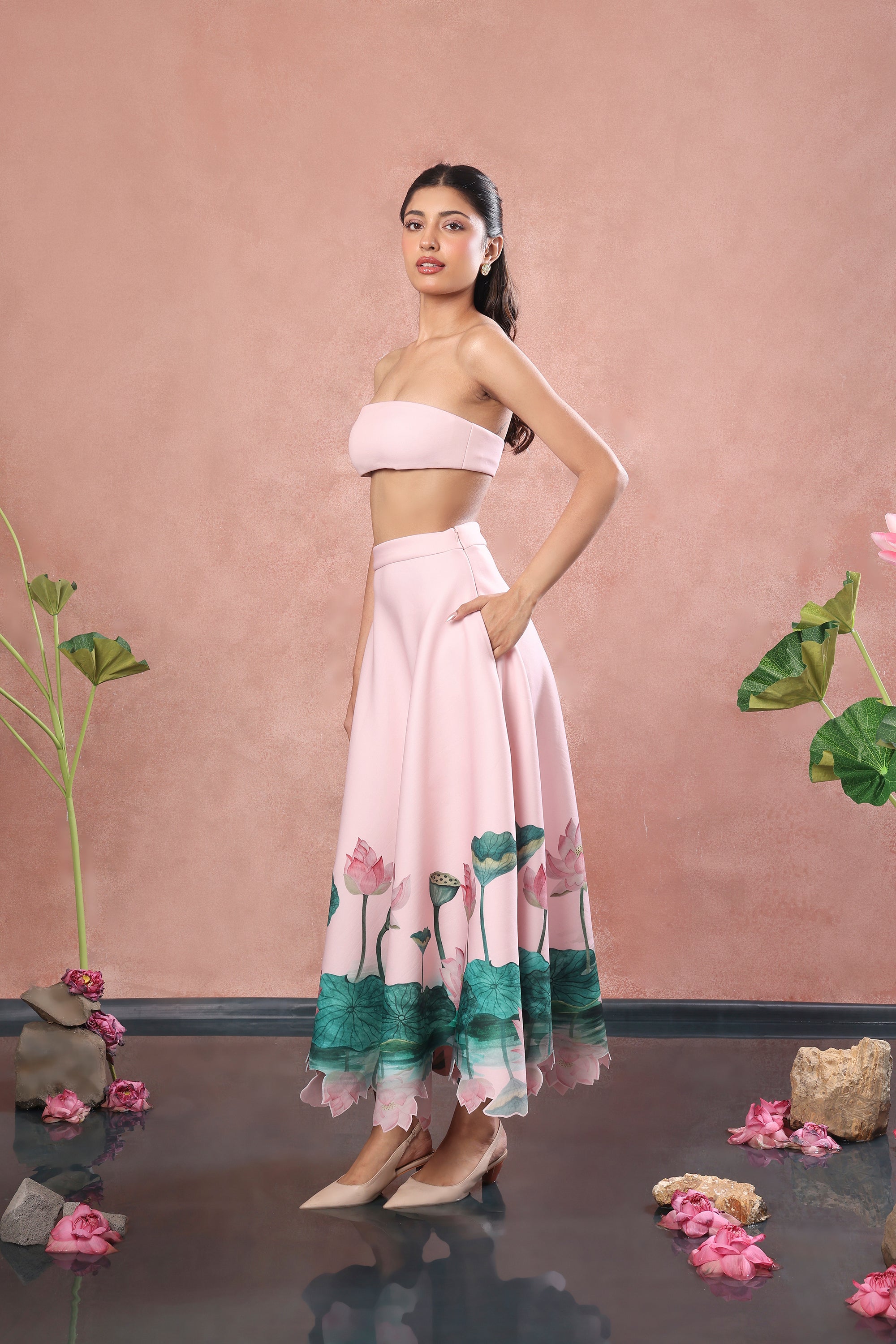 BLUSH PRINTED NEOPRENE SKIRT TOP