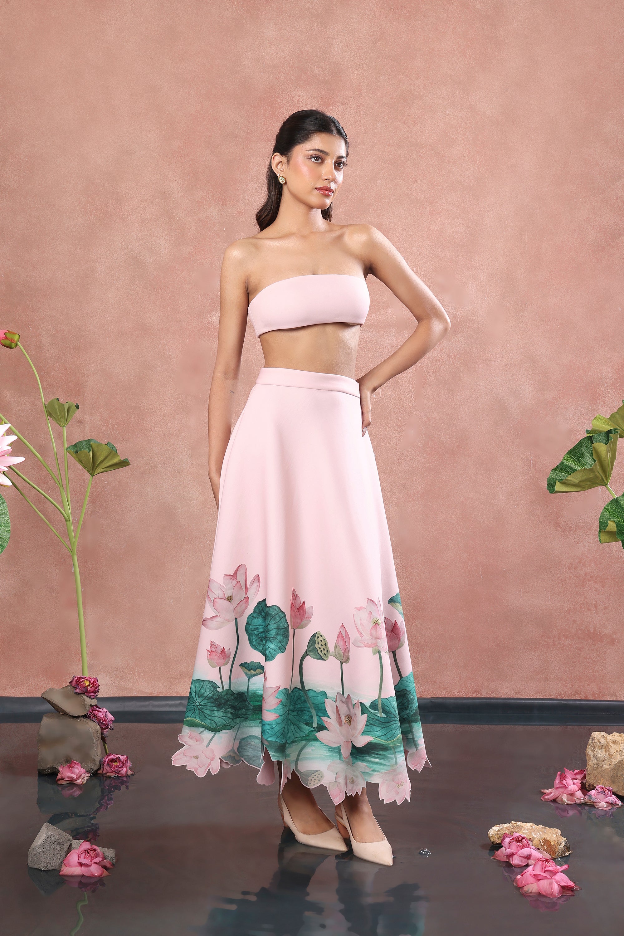 BLUSH PRINTED NEOPRENE SKIRT TOP