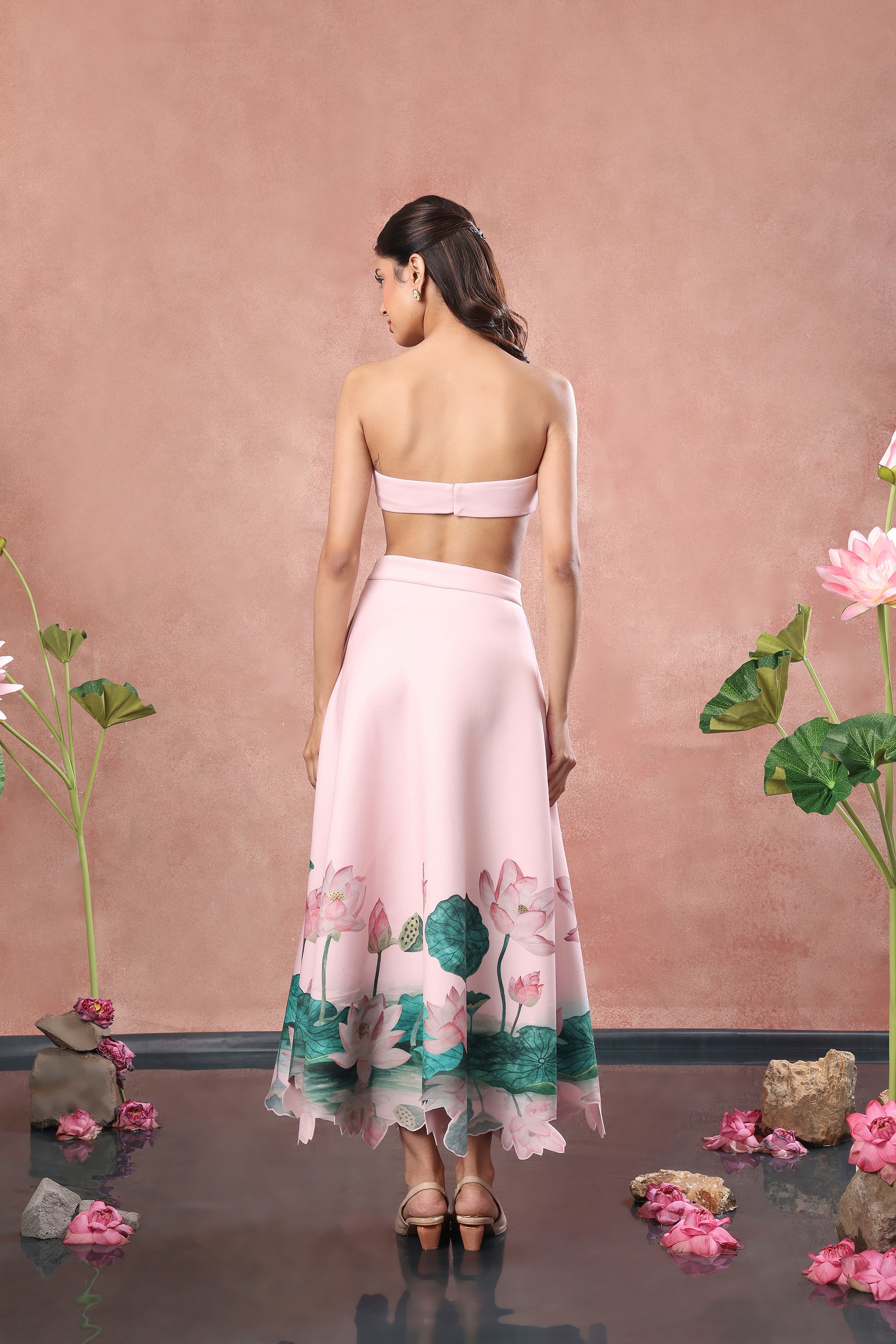 BLUSH PRINTED NEOPRENE SKIRT TOP