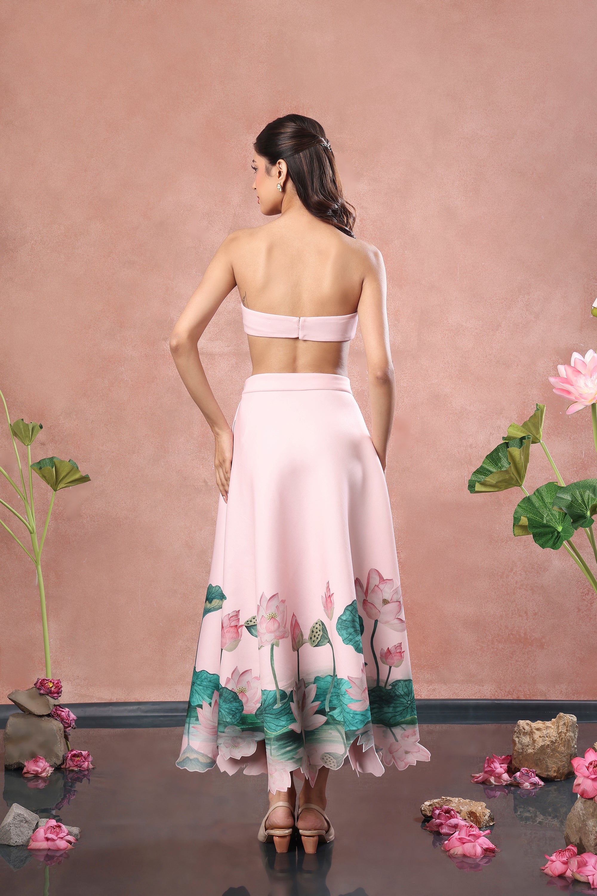 BLUSH PRINTED NEOPRENE SKIRT TOP