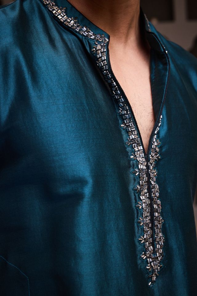 Teal Chanderi Kurta Patiyala Salwar