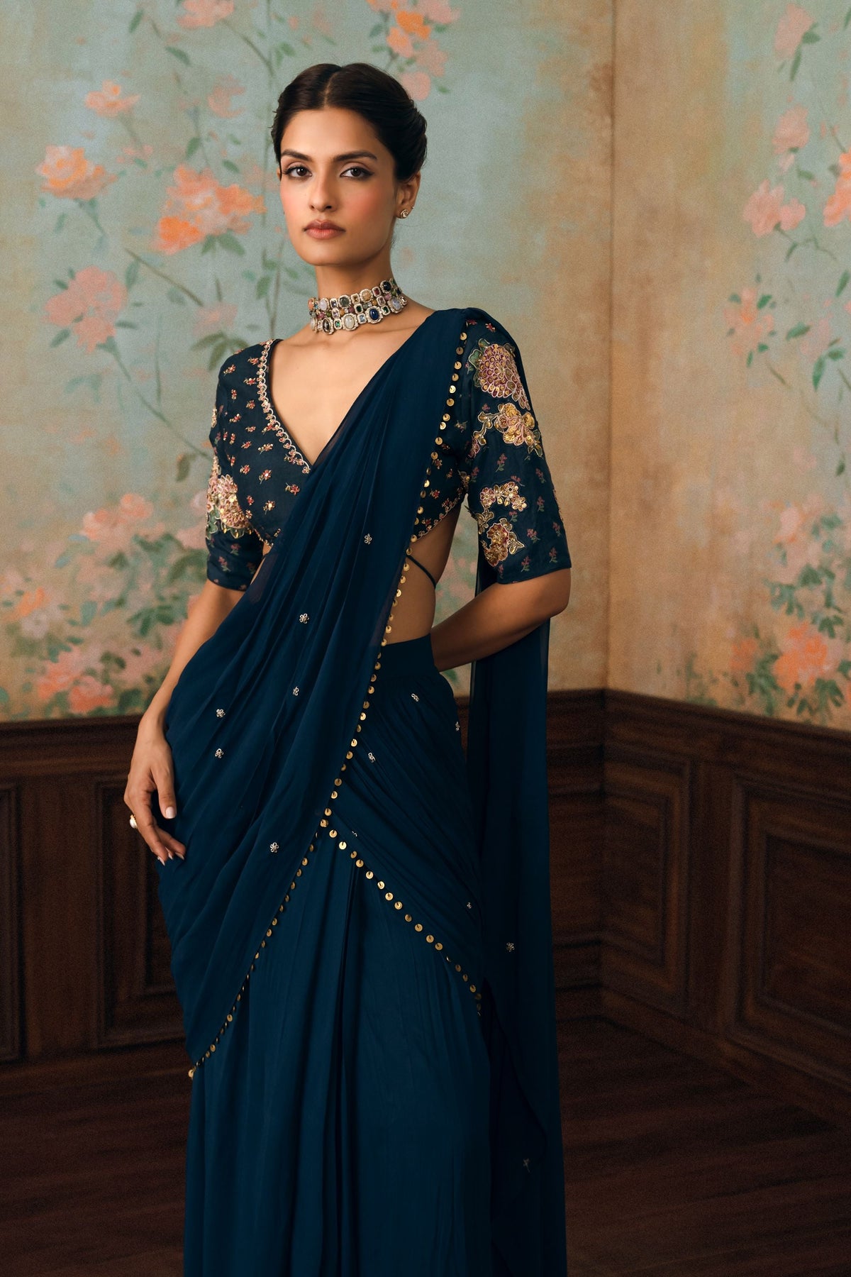 KAIA SAREE SET – NAVY BLUE