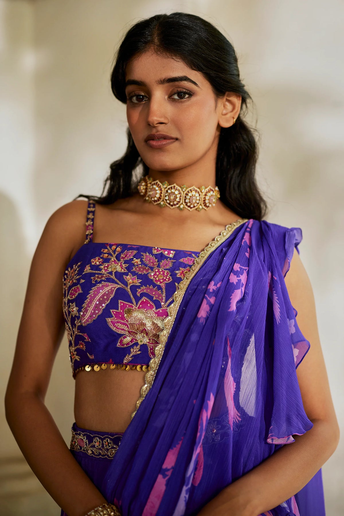 OPAL SAREE SET – GRAPE