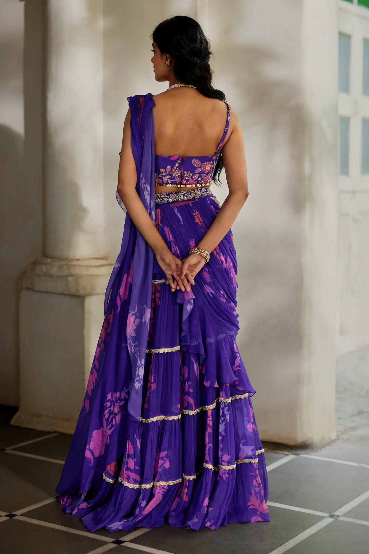 OPAL SAREE SET – GRAPE