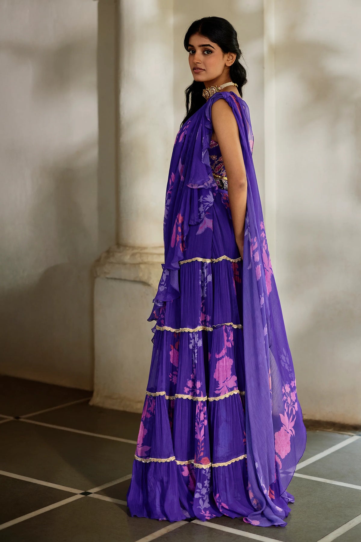 OPAL SAREE SET – GRAPE