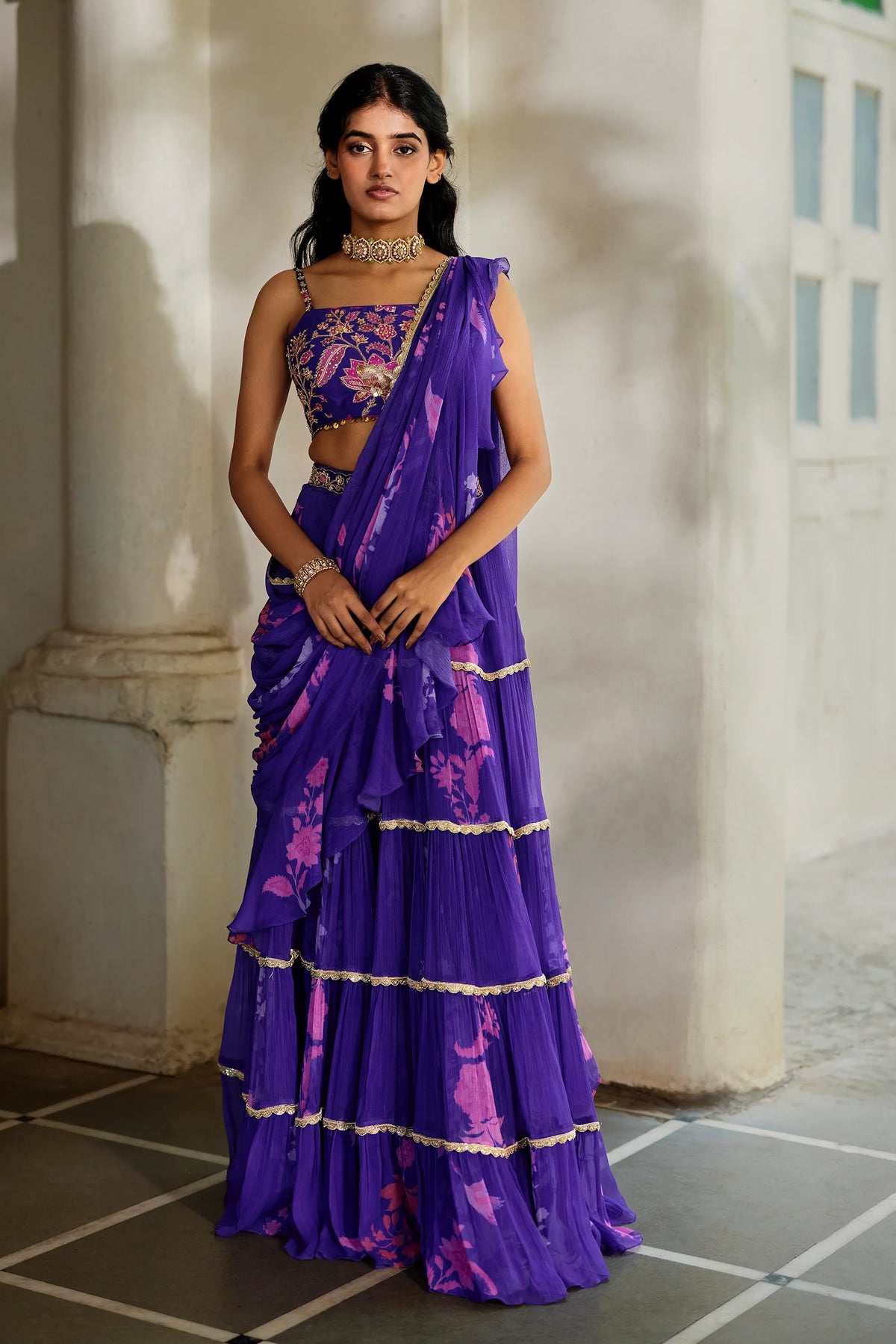 OPAL SAREE SET – GRAPE